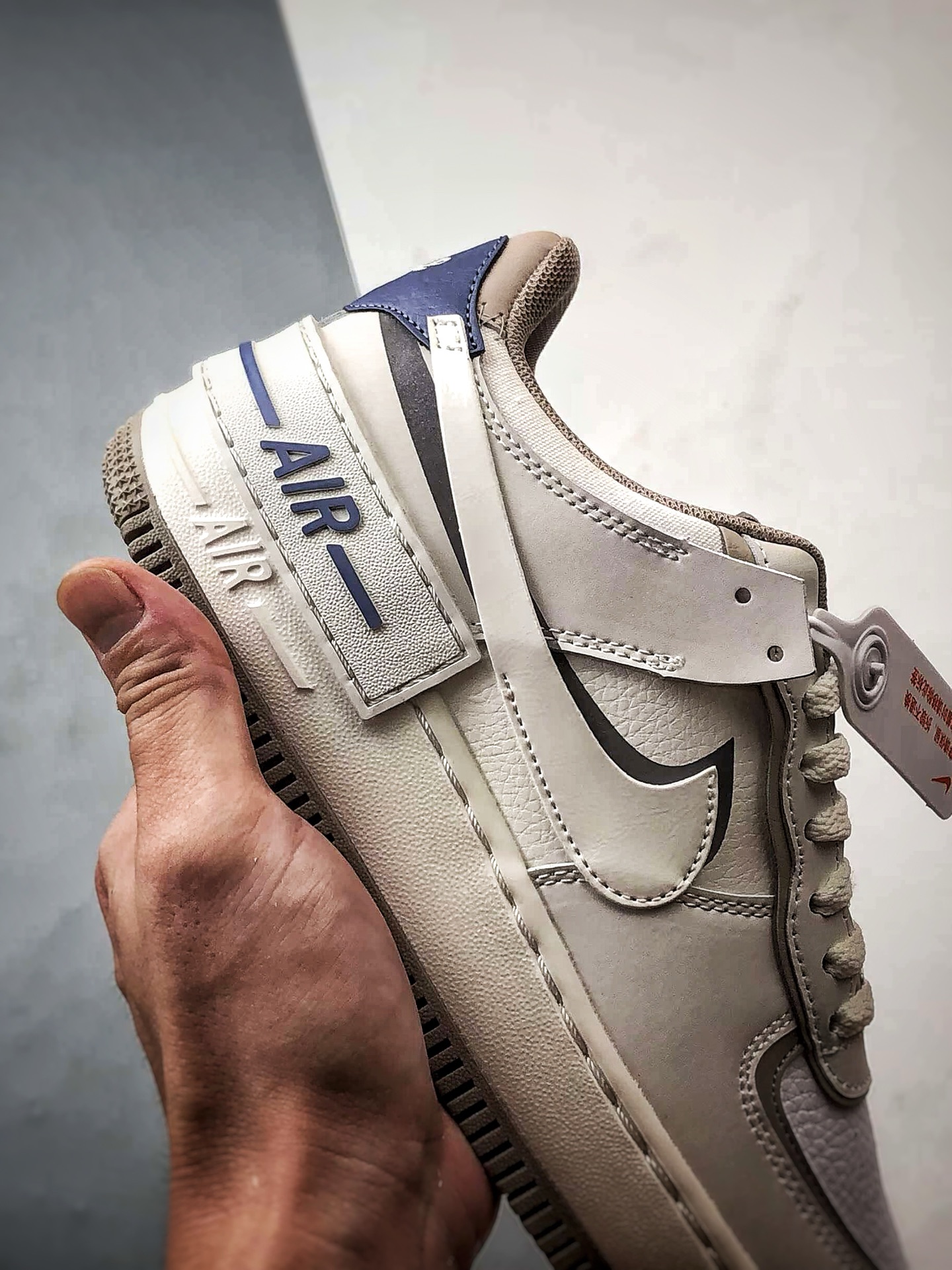 Air Force 1 Shadow 米棕蓝 轻量增高低帮百搭板鞋马卡龙 IO7594-101