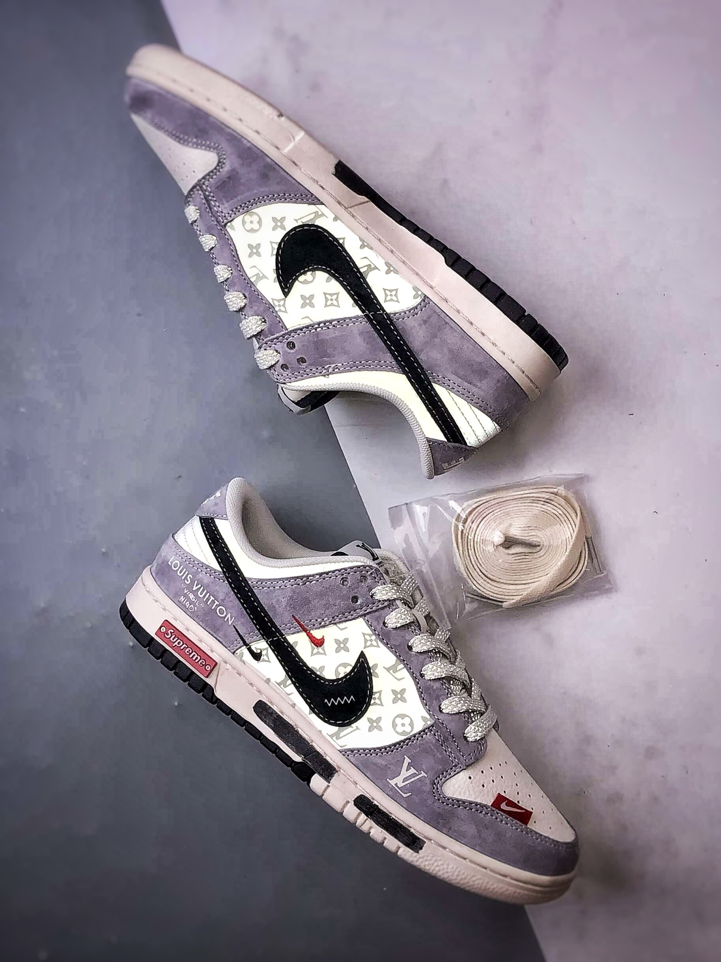 NK Dunk Low Retro ”DIY高端定制” LV米灰黑 低帮休闲运动板鞋 CX5050-Y18-High Quatity Cheap Brand wholesale wholesaler seller Clothes Bags handbags Sneakers Top Fashion Clothing Shoes from China Factory Chinese suppliers best Quality Beautiful Price NK Dunk Low Retro ”DIY高端定制” LV米灰黑 低帮休闲运动板鞋 CX5050-Y18