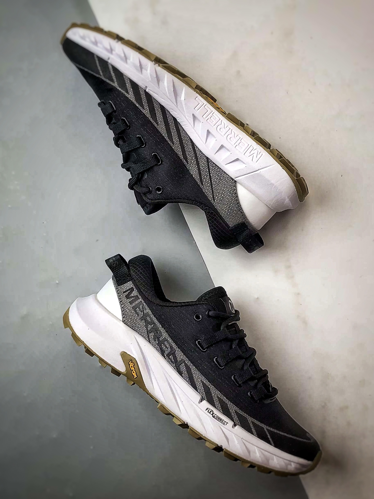 Merrell迈乐 Agility Peak 4 黑白 简约舒适蜂鸟户外织物透气越野跑步鞋