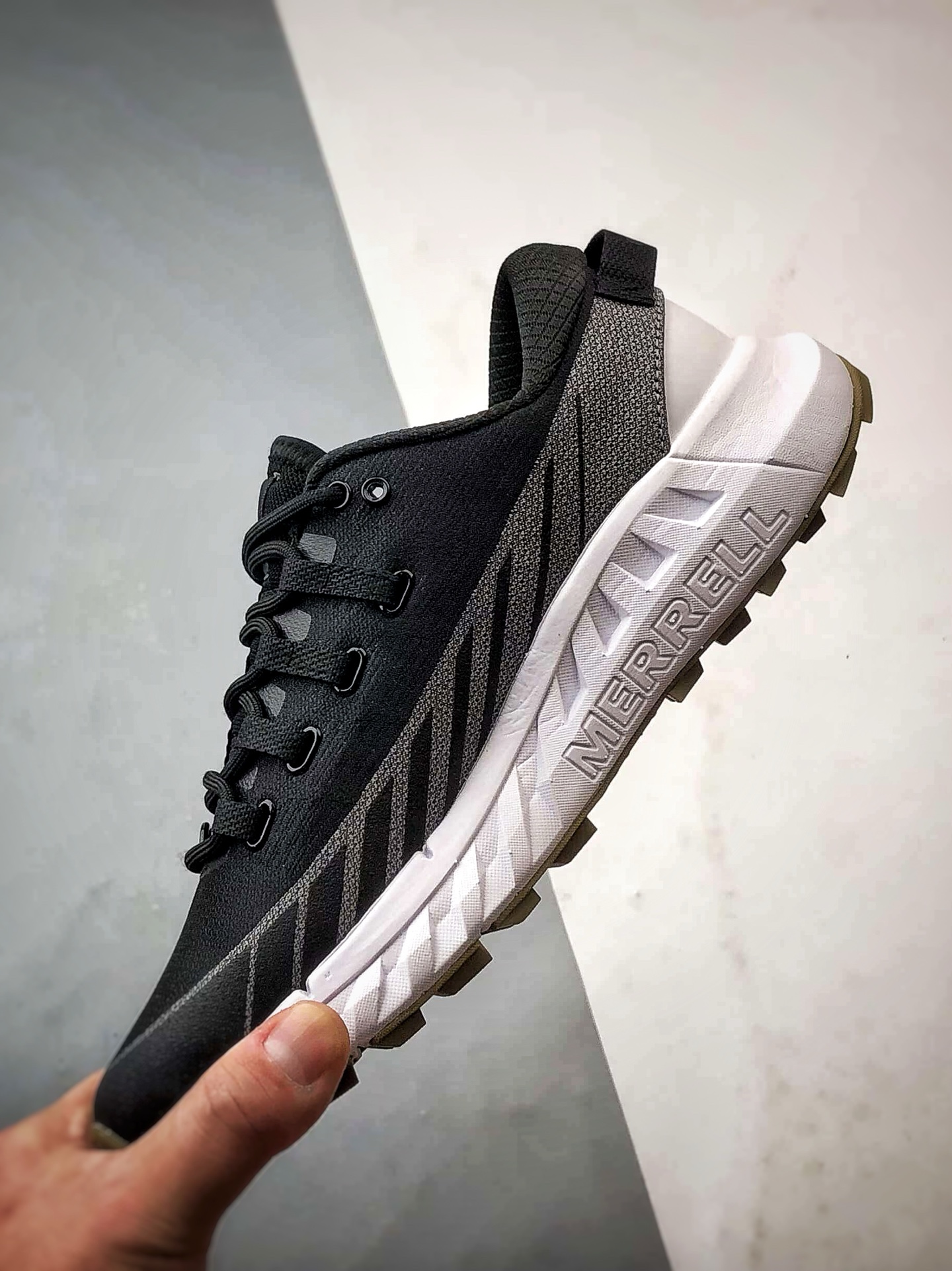 Merrell迈乐 Agility Peak 4 黑白 简约舒适蜂鸟户外织物透气越野跑步鞋