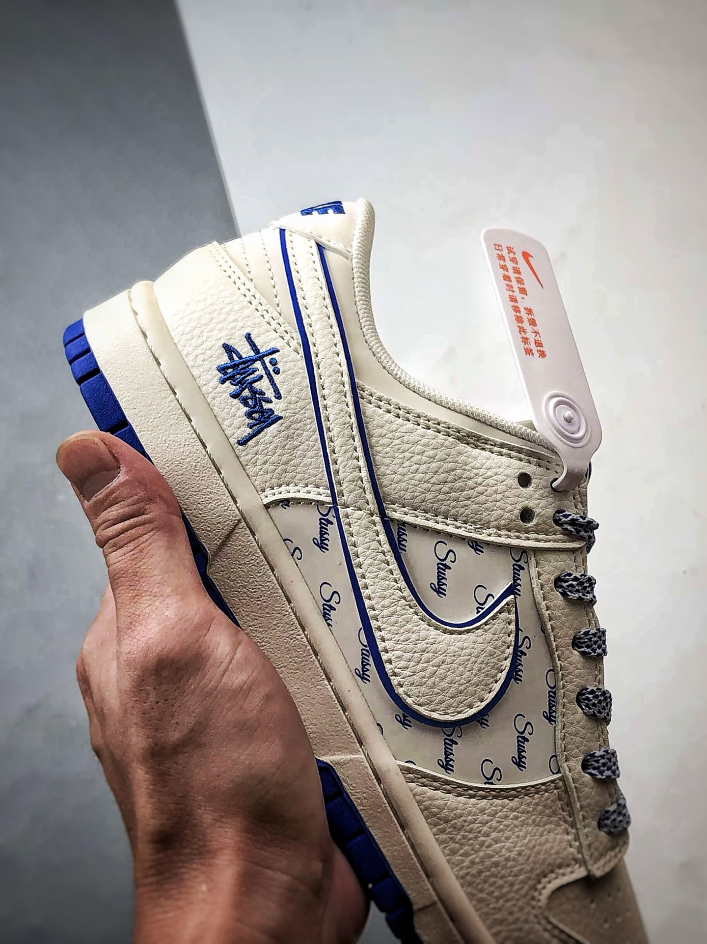 NK Dunk Low Retro ”DIY高端定制” 斯图西印字米白蓝 低帮休闲运动板鞋 JP1628-022