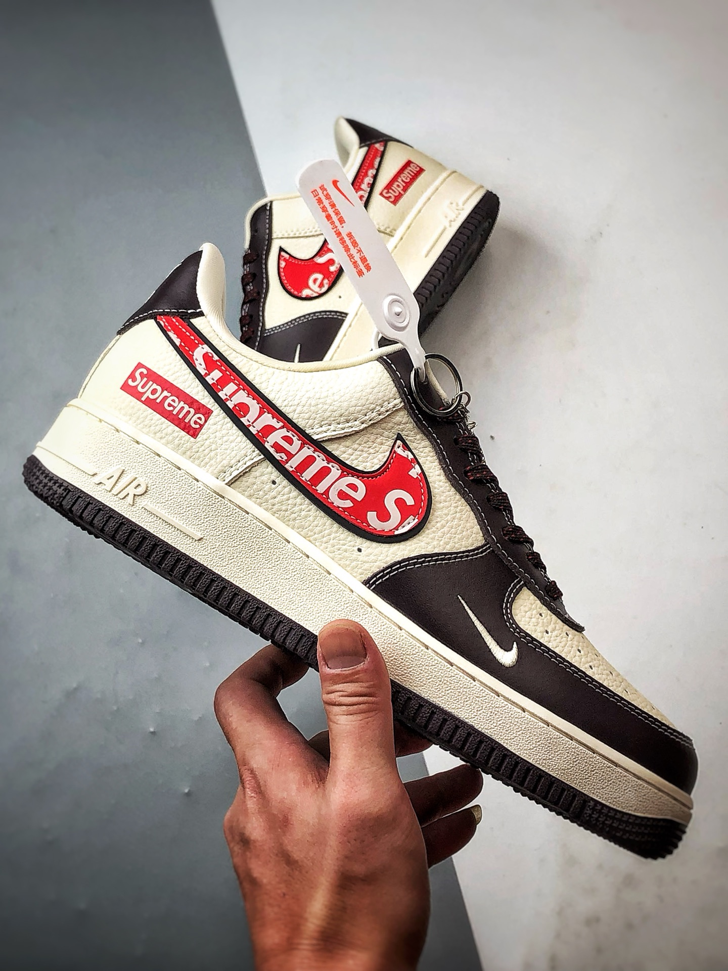 Sup x Air Force 1 Low 米棕红钩 KJ1688-019