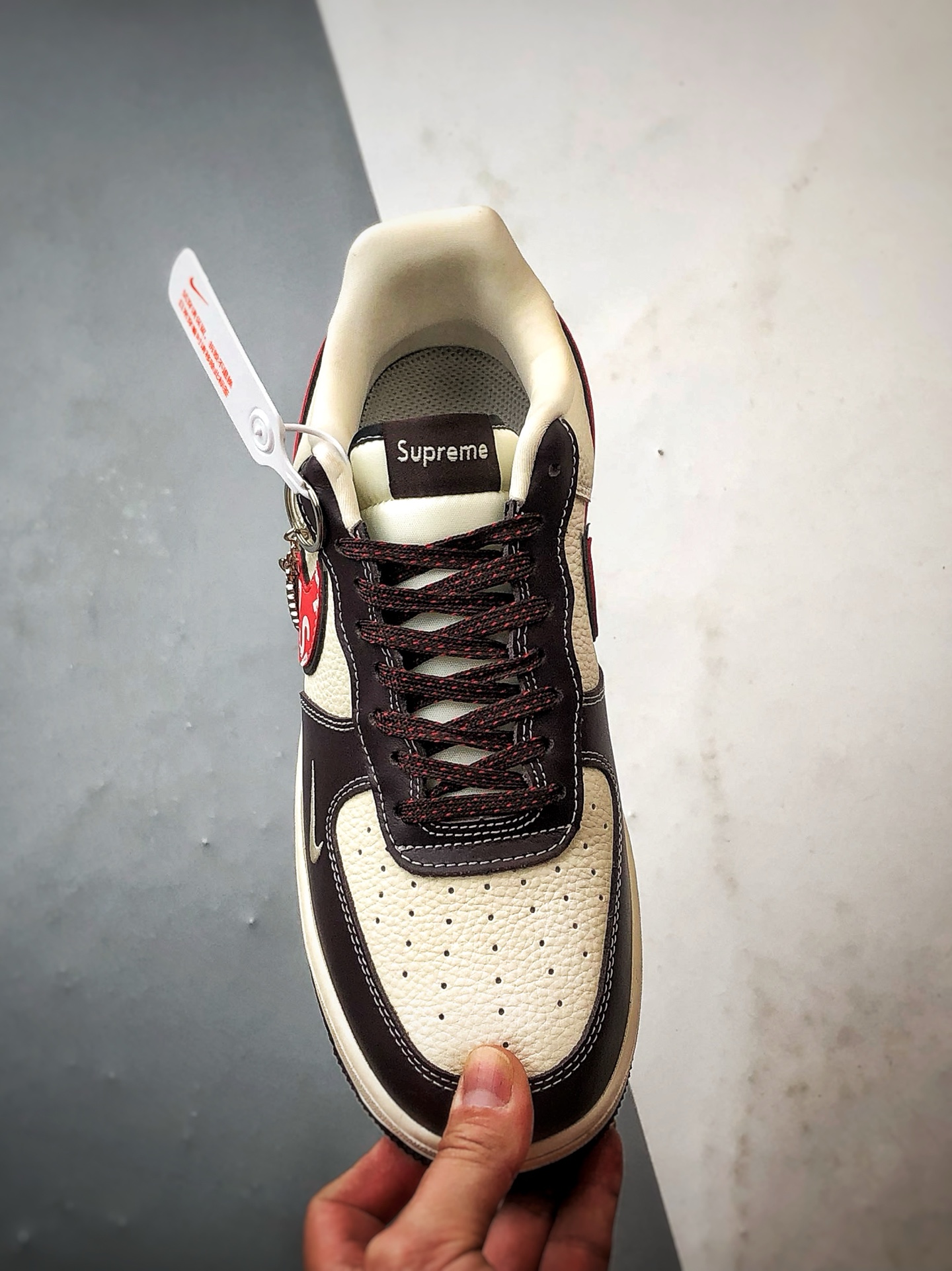 Sup x Air Force 1 Low 米棕红钩 KJ1688-019