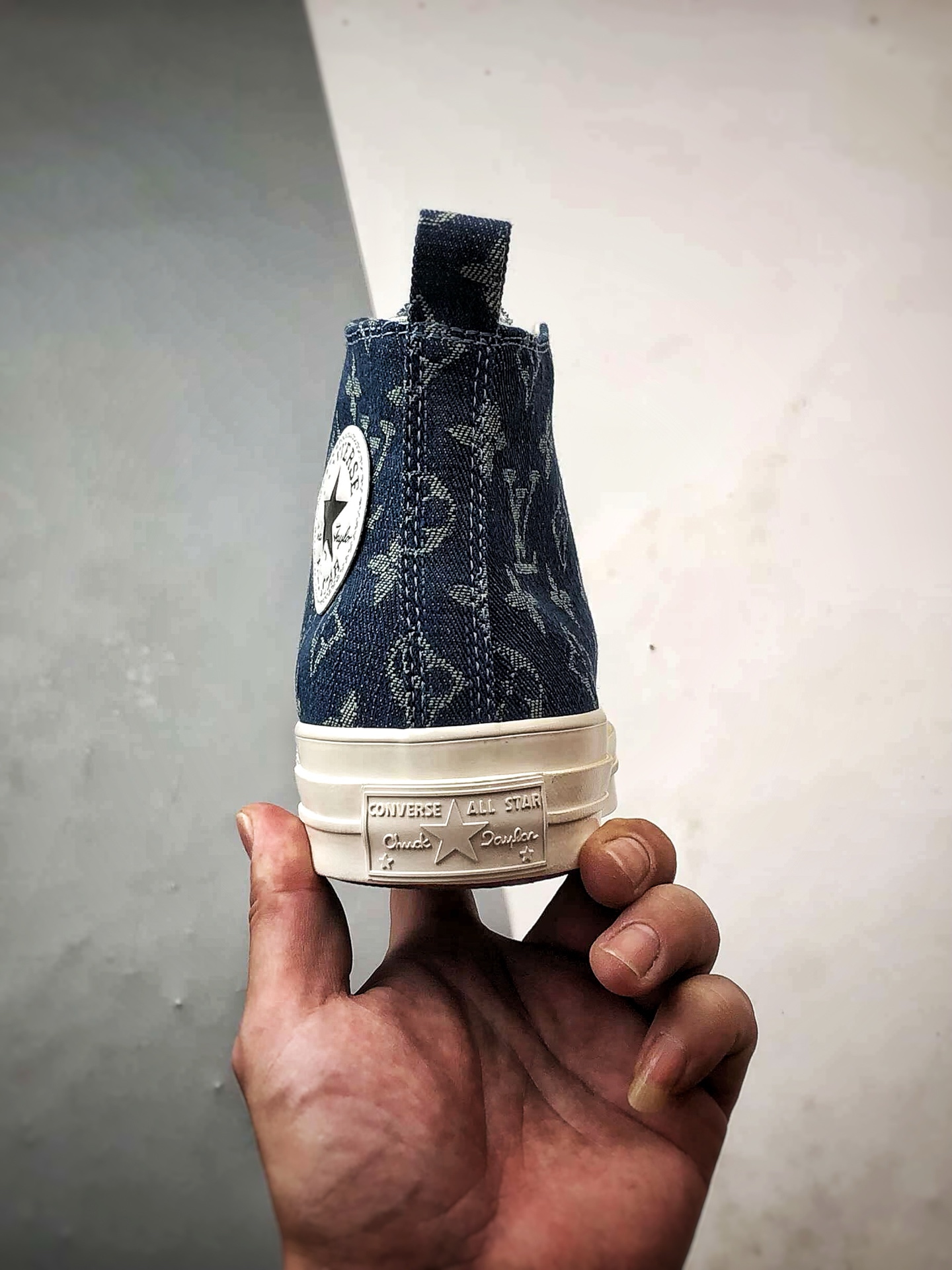 Converse X LV 驴牌 定制联名 丹宁蓝色牛仔高帮防滑耐磨休闲鞋