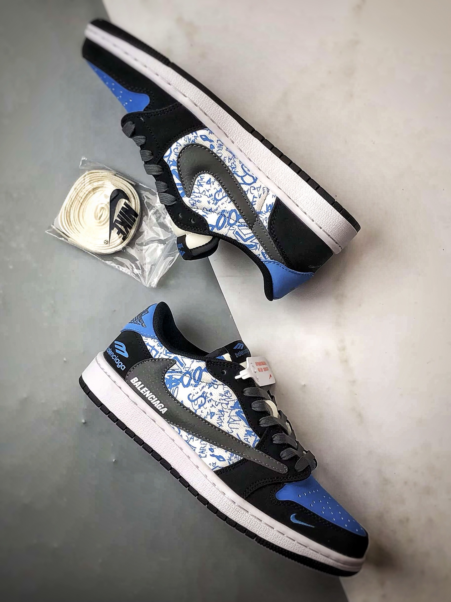 Air Jordan 1 Low ”高端定制” 巴黎印花黑蓝灰倒钩 XD0798-306