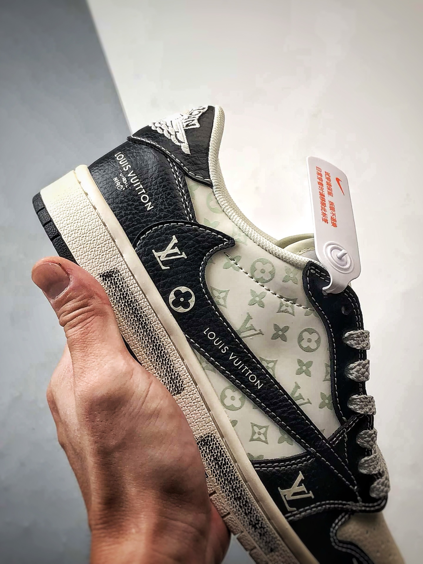 290 Air Jordan 1 Low ”高端定制” LV印花米白黑倒钩 CX5050-Y29