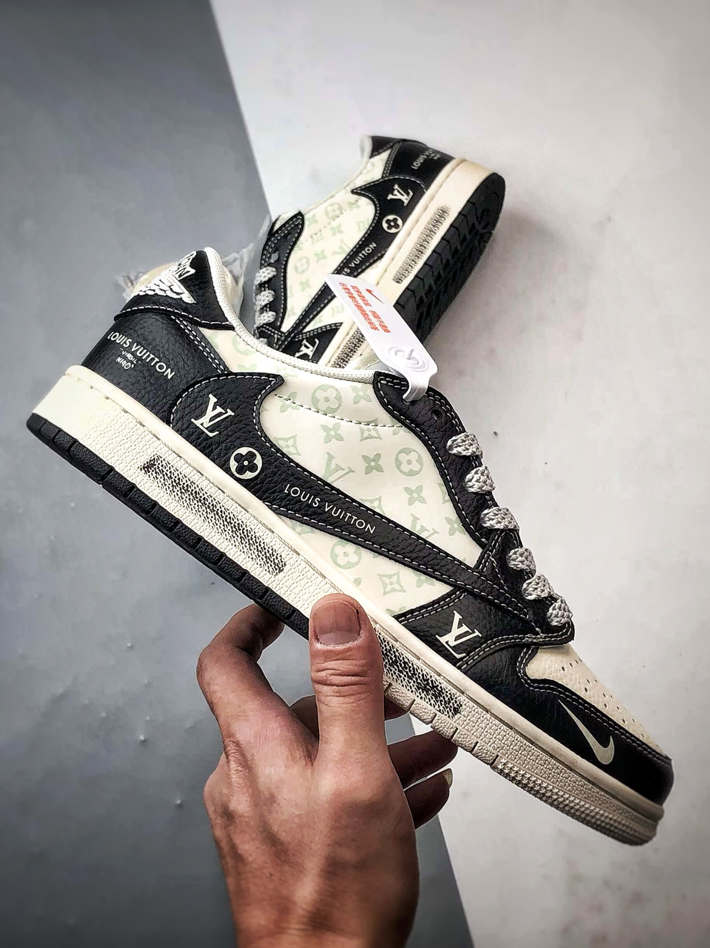 290 Air Jordan 1 Low ”高端定制” LV印花米白黑倒钩 CX5050-Y29