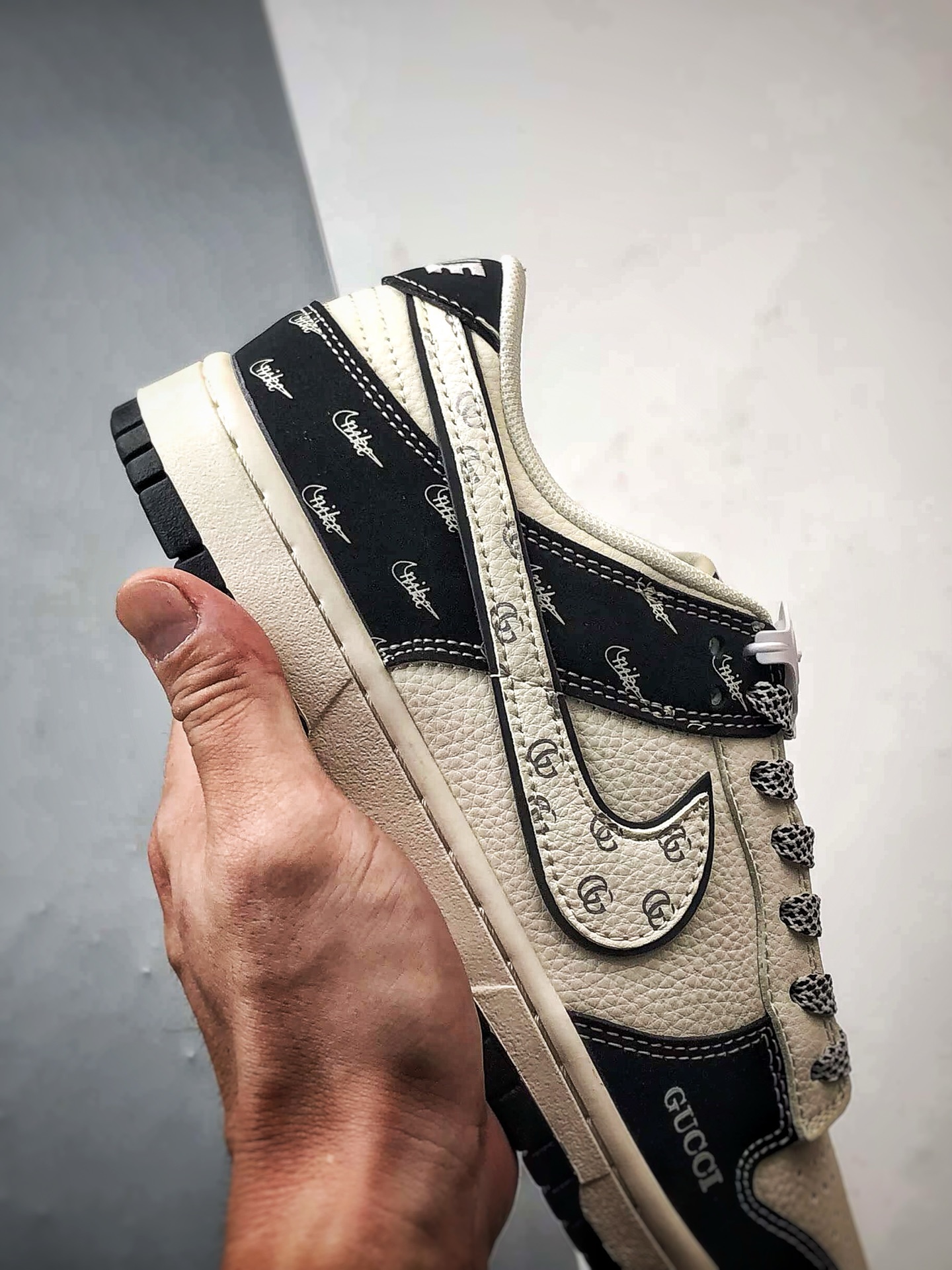 290 NK Dunk Low Retro ”DIY高端定制” 古驰印花米白黑 低帮休闲运动板鞋 JP1648-021