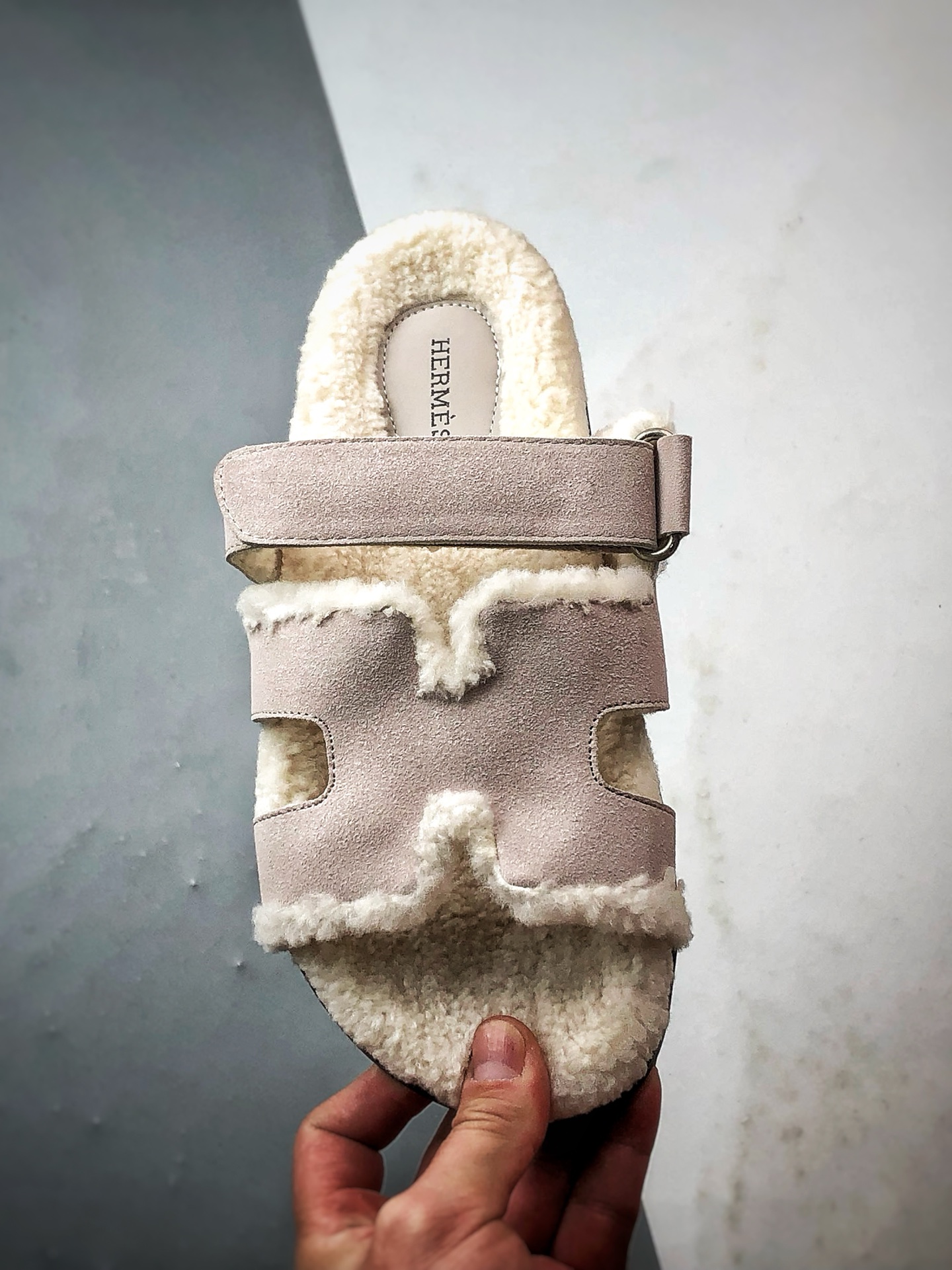 200 Hermes/爱马仕 经典二舅羊毛拖 灰白 小红书爆款火爆来袭