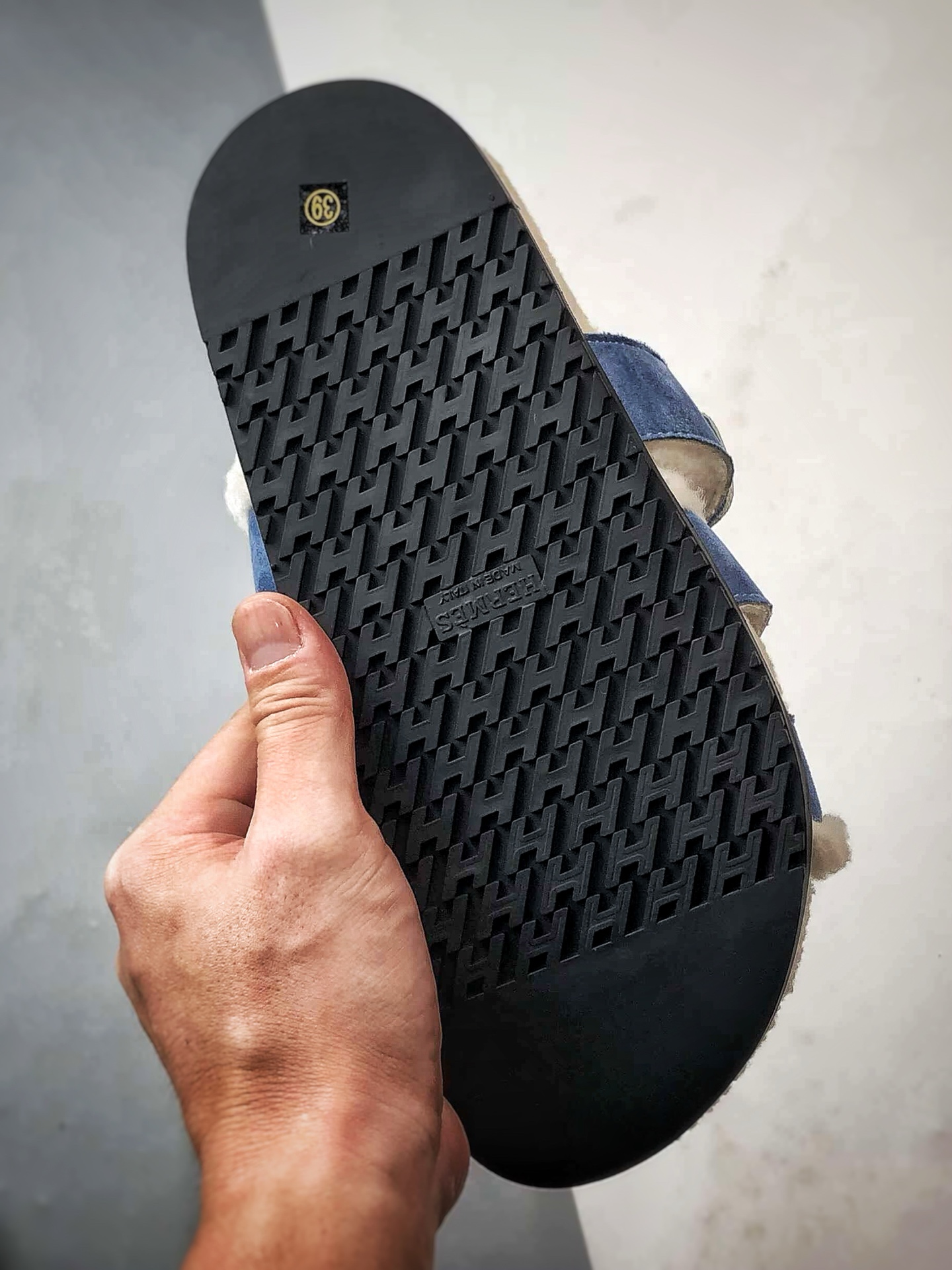 200 Hermes/爱马仕 经典二舅羊毛拖 蓝色 小红书爆款火爆来袭