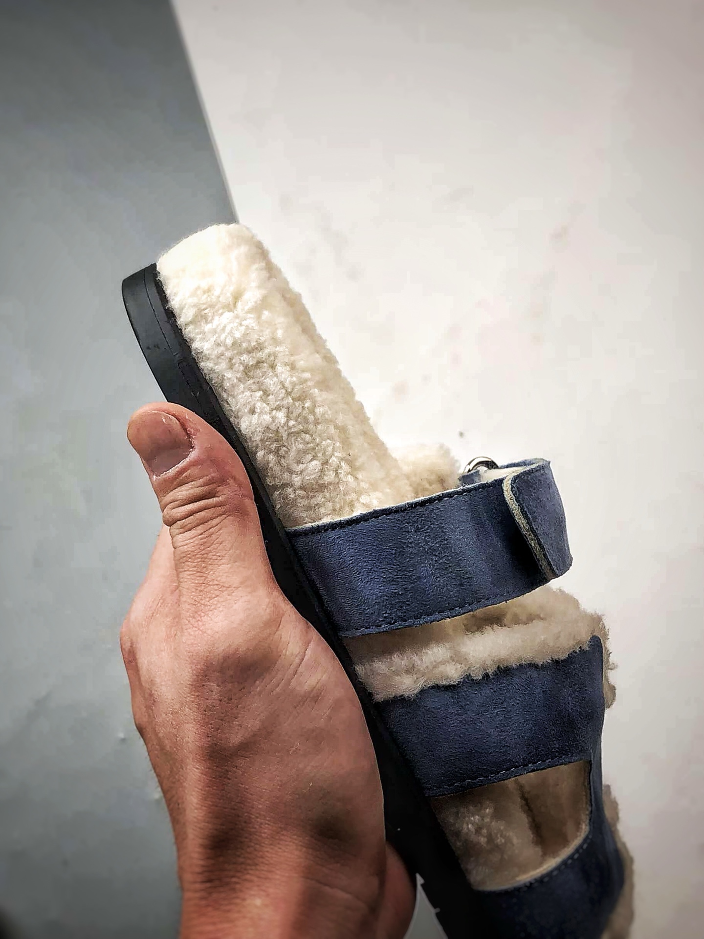 200 Hermes/爱马仕 经典二舅羊毛拖 蓝色 小红书爆款火爆来袭