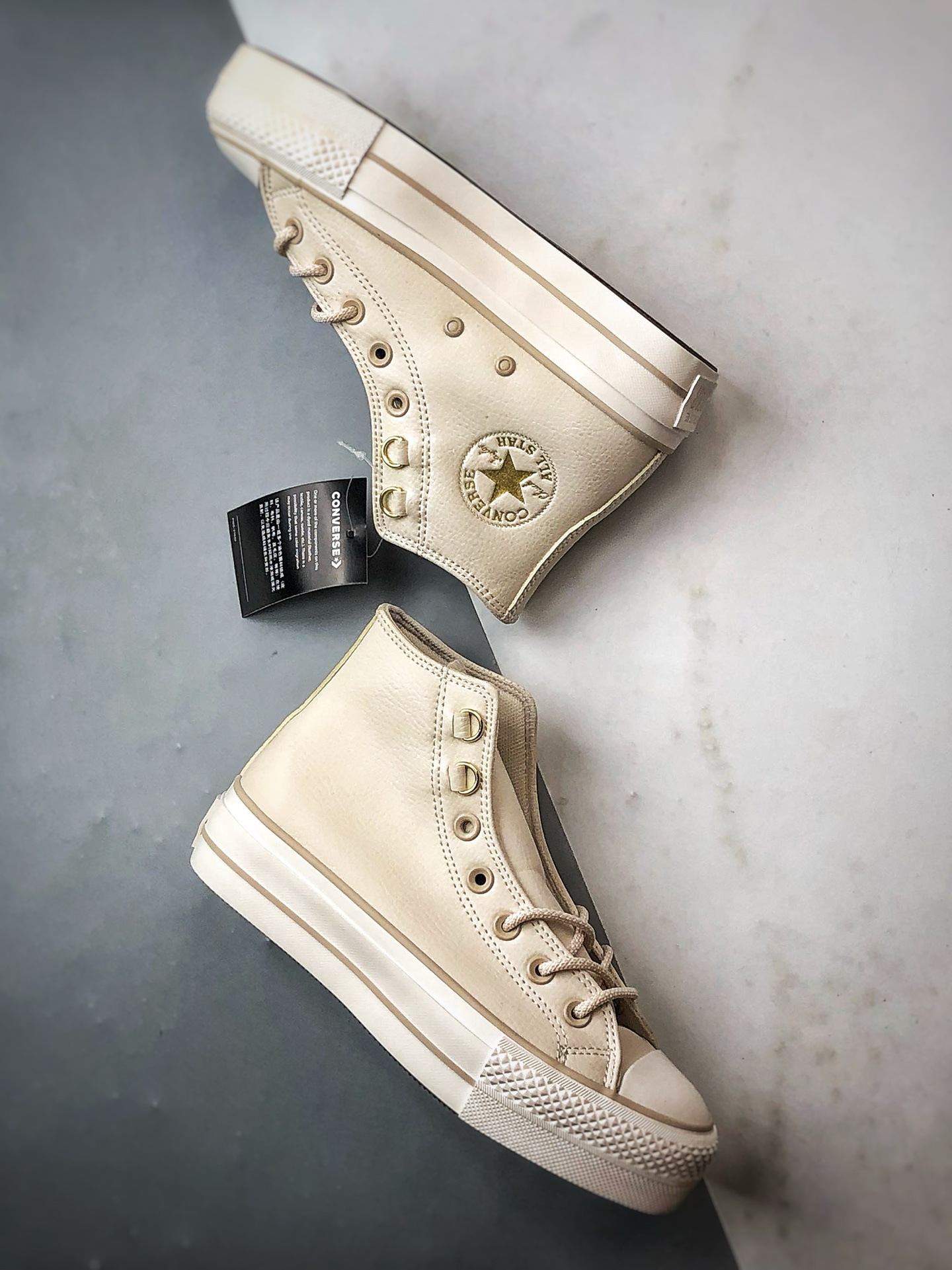 140 Converse All LIFT 奶白色 匡威新款 厚底皮面高帮休闲板鞋 A14517C