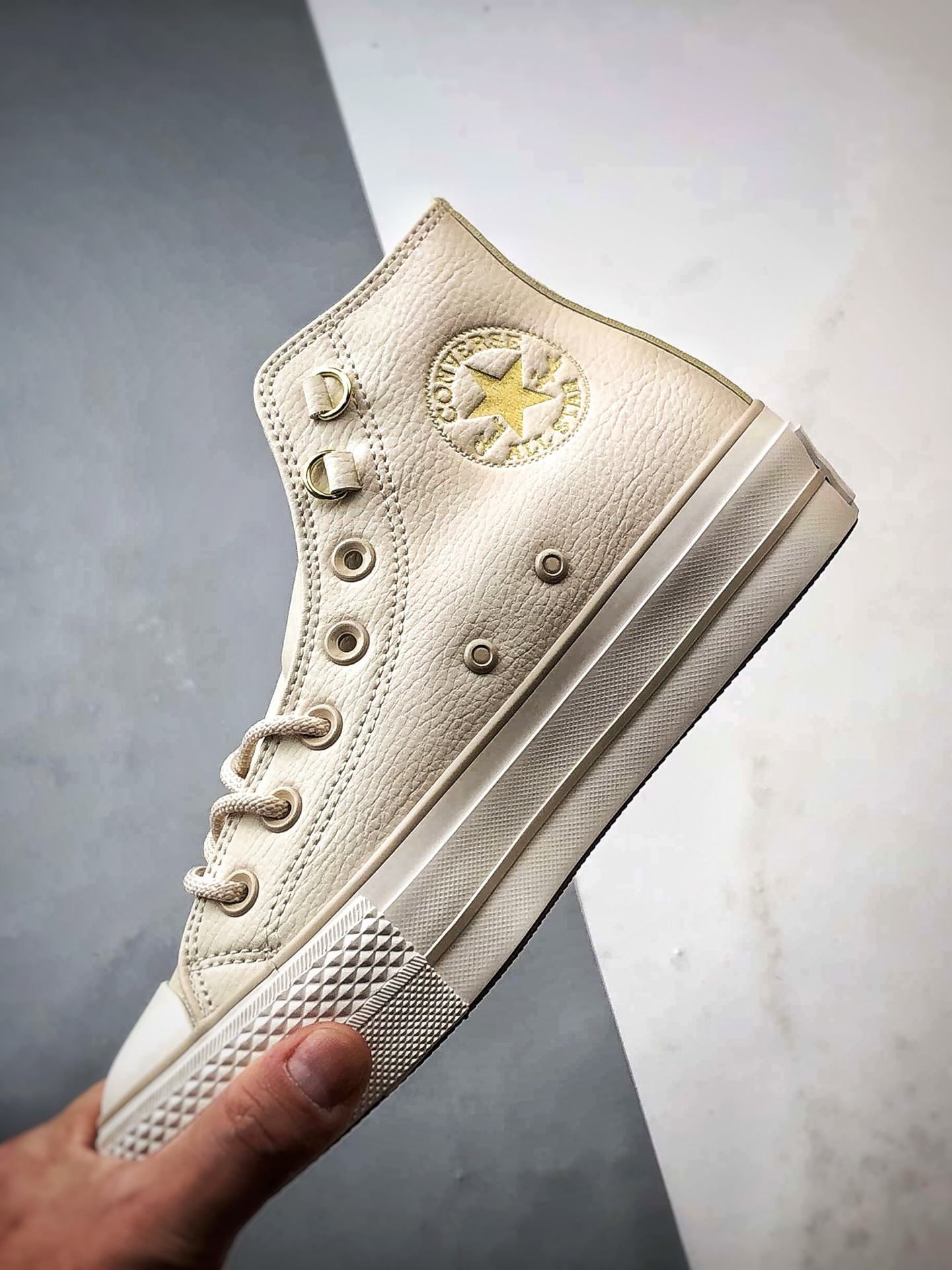 140 Converse All LIFT 奶白色 匡威新款 厚底皮面高帮休闲板鞋 A14517C