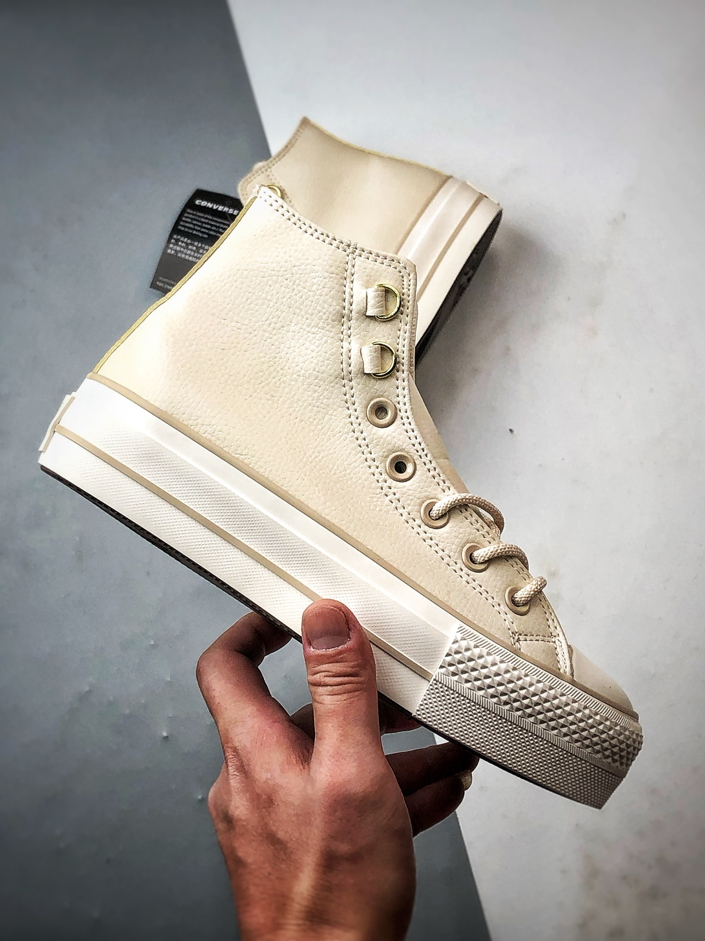 140 Converse All LIFT 奶白色 匡威新款 厚底皮面高帮休闲板鞋 A14517C