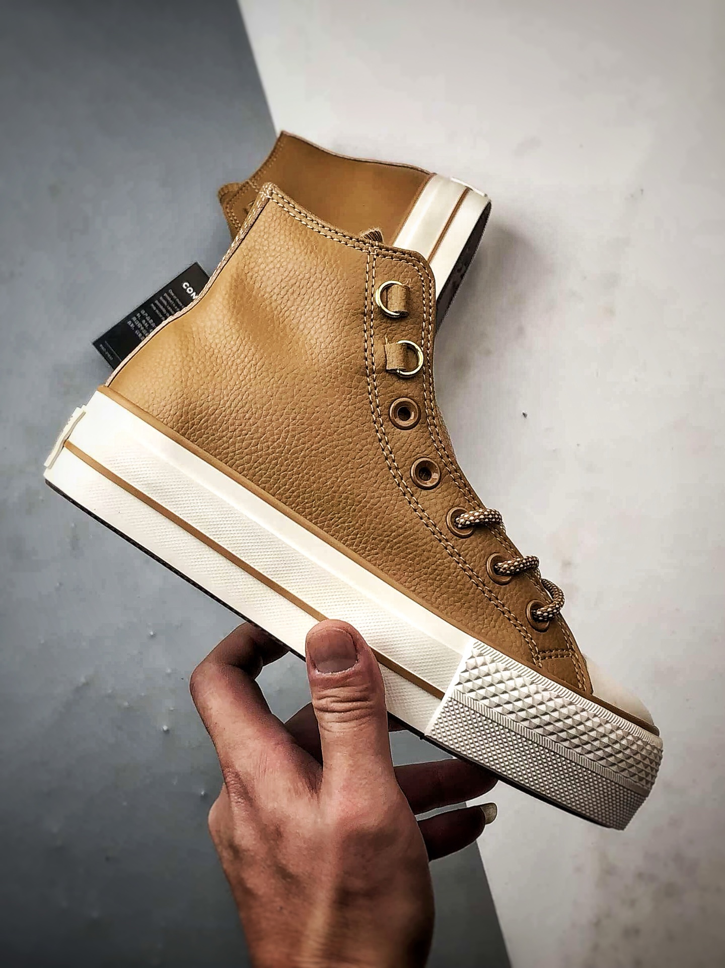 140 Converse All LIFT 棕色 匡威新款 厚底皮面高帮休闲板鞋 A14518C