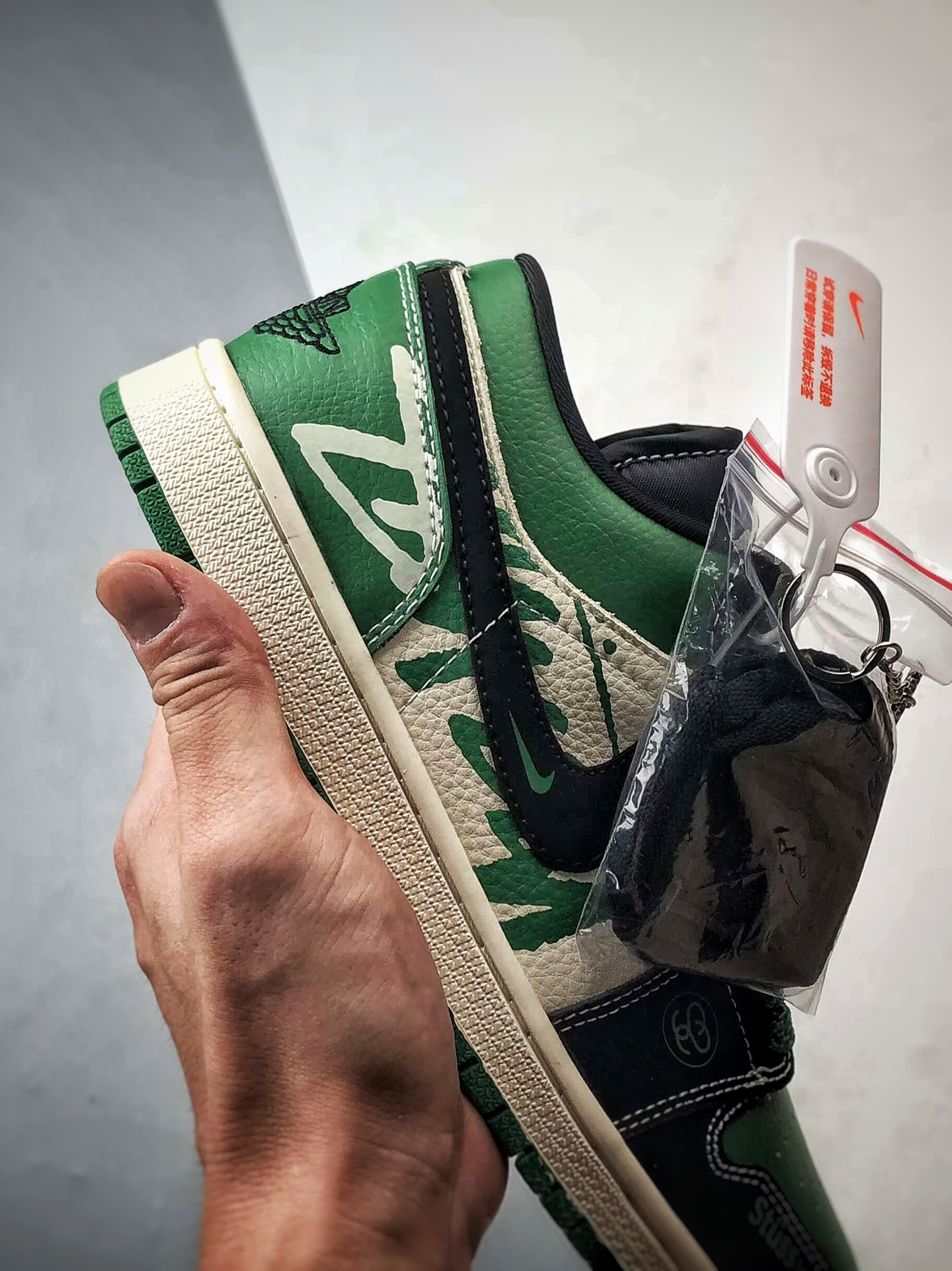 290 Air Jordan 1 Low ”高端定制” 斯图西涂鸦黑白绿 QJ1988-004