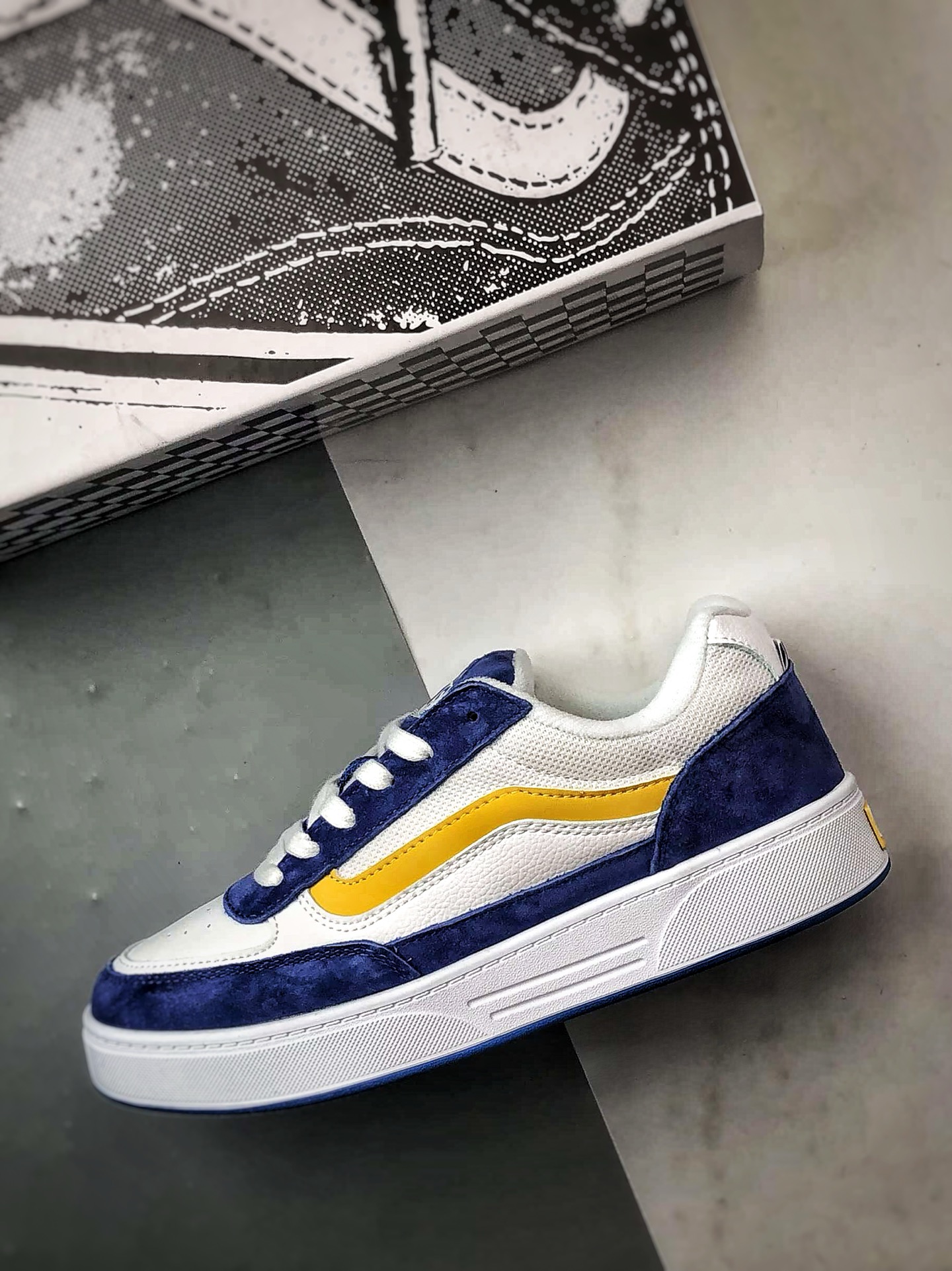 Vans Skate Estazzo 白蓝黄 新品 经典复古厚鞋舌面包鞋 VN000D45BYL