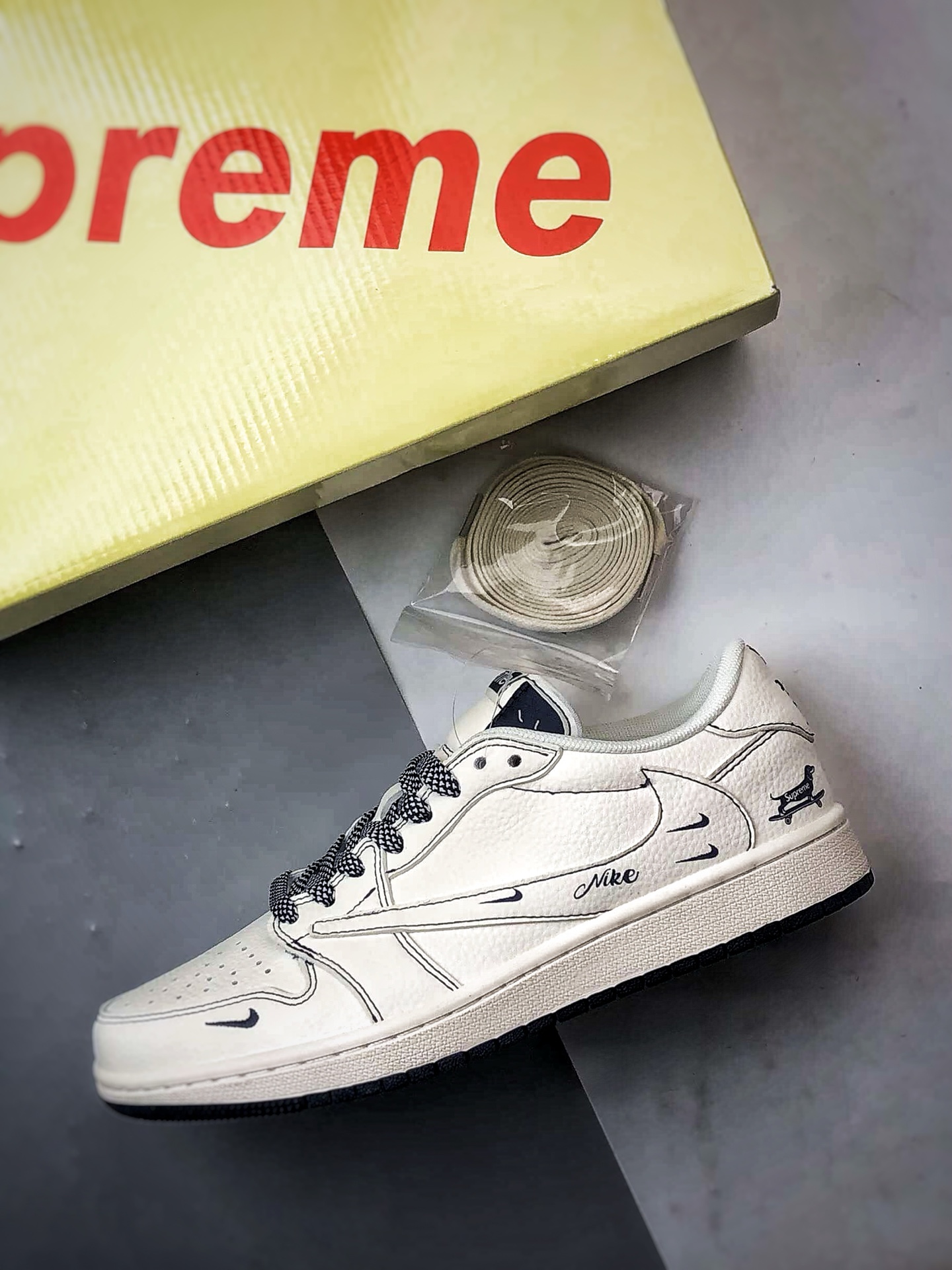 Air Jordan 1 Low ”高端定制” Sup米白藏蓝倒钩 XD0798-308