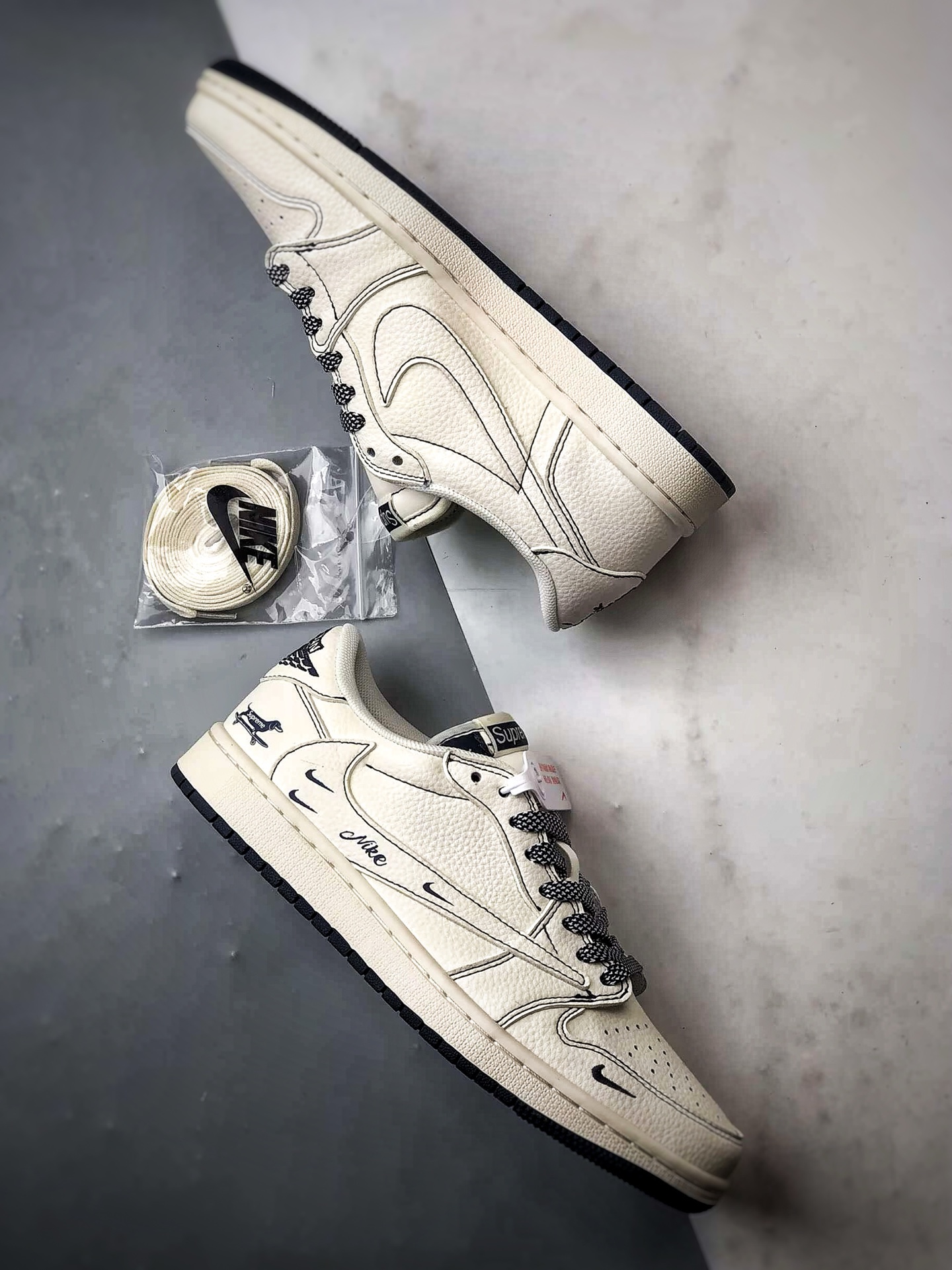 Air Jordan 1 Low ”高端定制” Sup米白藏蓝倒钩 XD0798-308