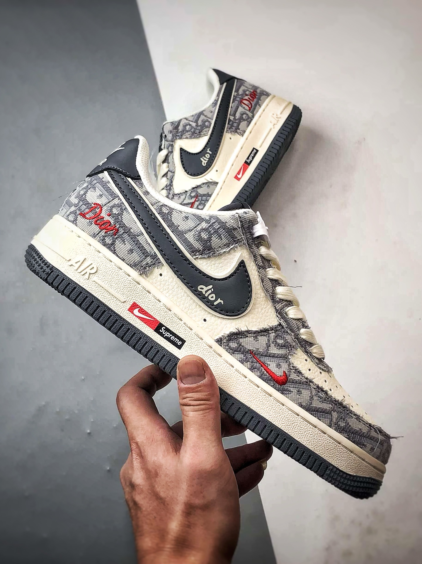 Dior x Air Force 1 Low 印花牛仔米白灰 MZ9588-807