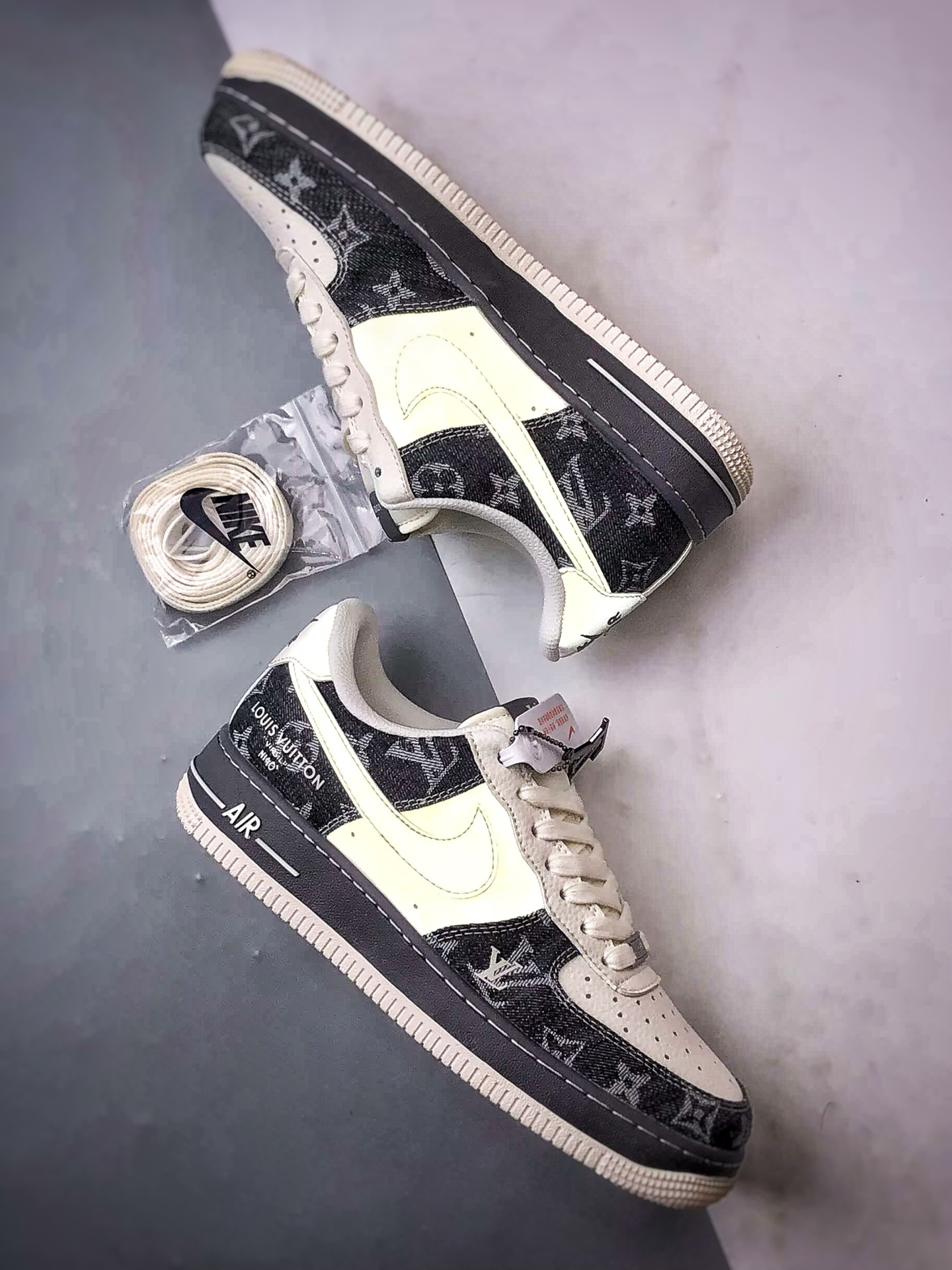 LV x Air Force 1 Low 牛仔拼接米白灰 SM6668-110