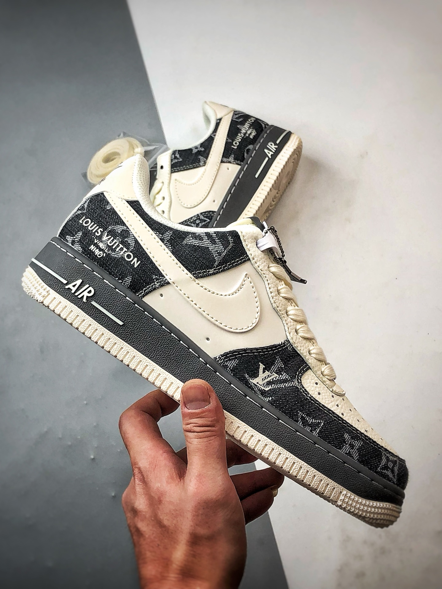 LV x Air Force 1 Low 牛仔拼接米白灰 SM6668-110