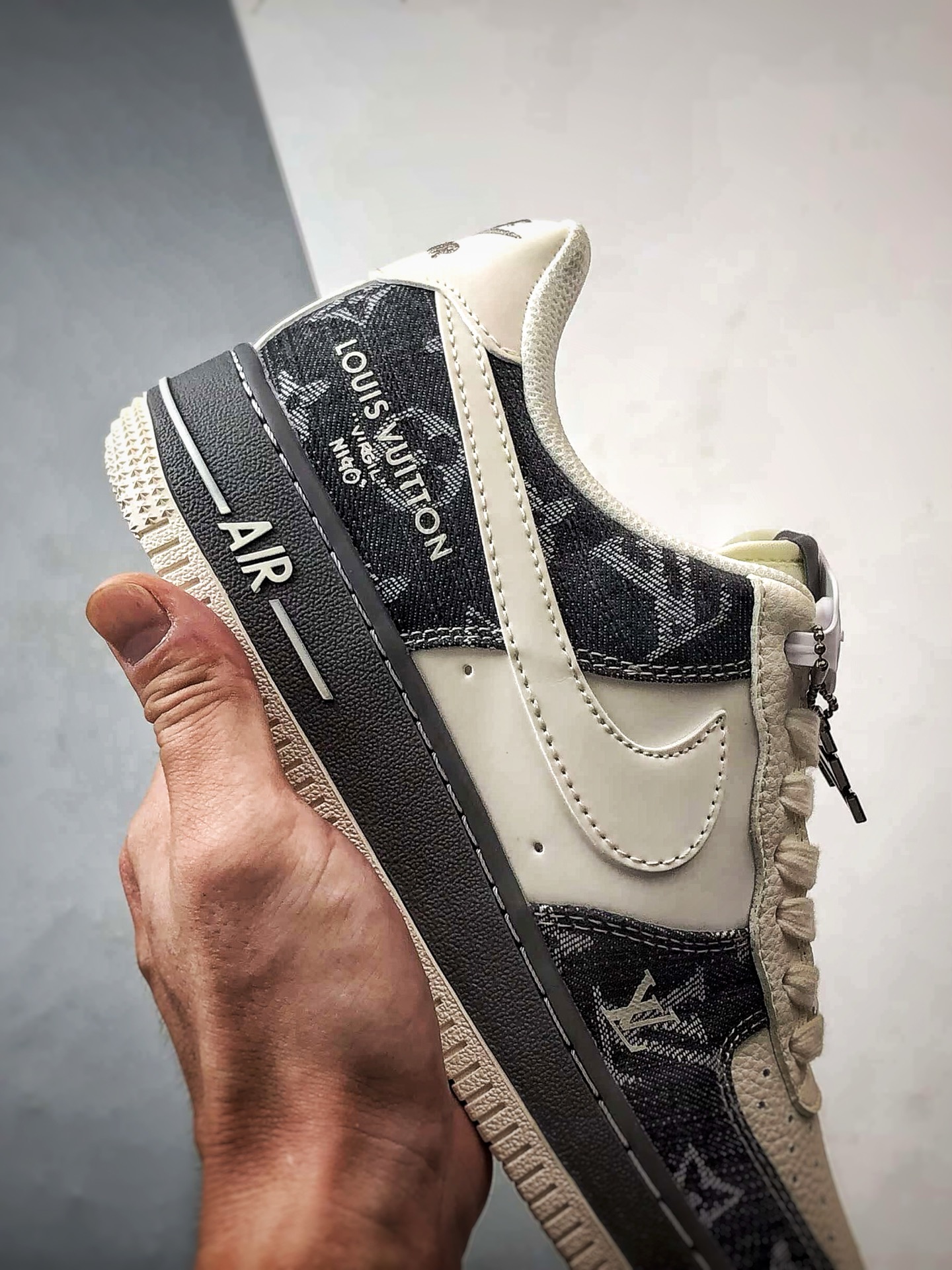 LV x Air Force 1 Low 牛仔拼接米白灰 SM6668-110
