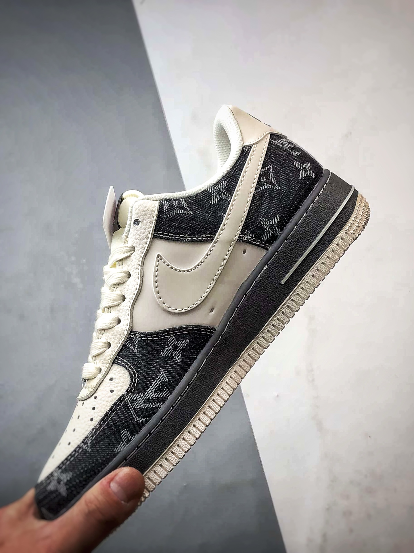 LV x Air Force 1 Low 牛仔拼接米白灰 SM6668-110