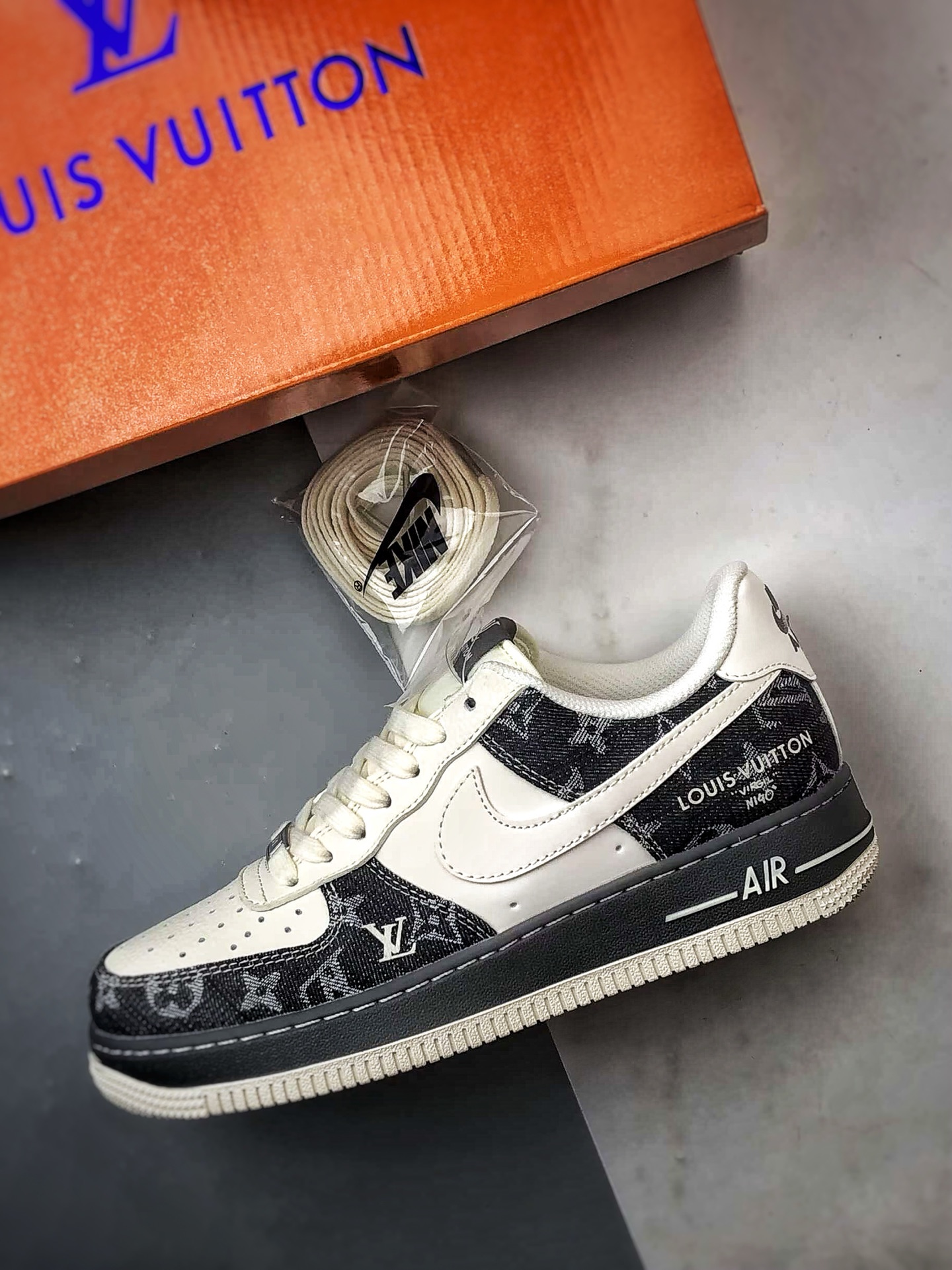 LV x Air Force 1 Low 牛仔拼接米白灰 SM6668-110