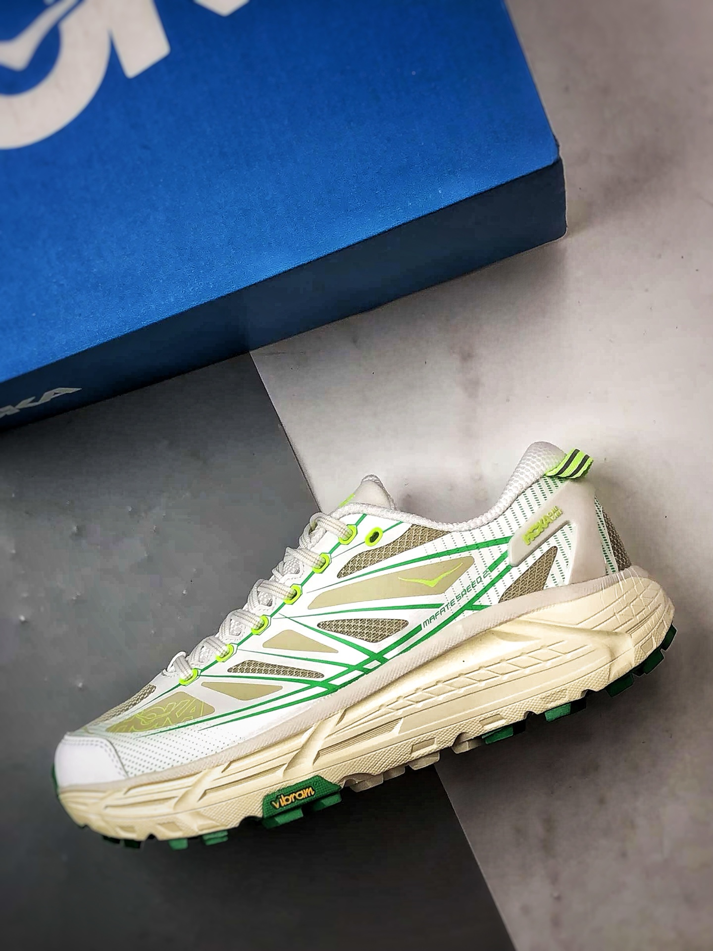 200 Hoka One One Mafate Speed 2 白绿 玛法特低帮厚底轻量户外运动鞋 1126851-WTFR