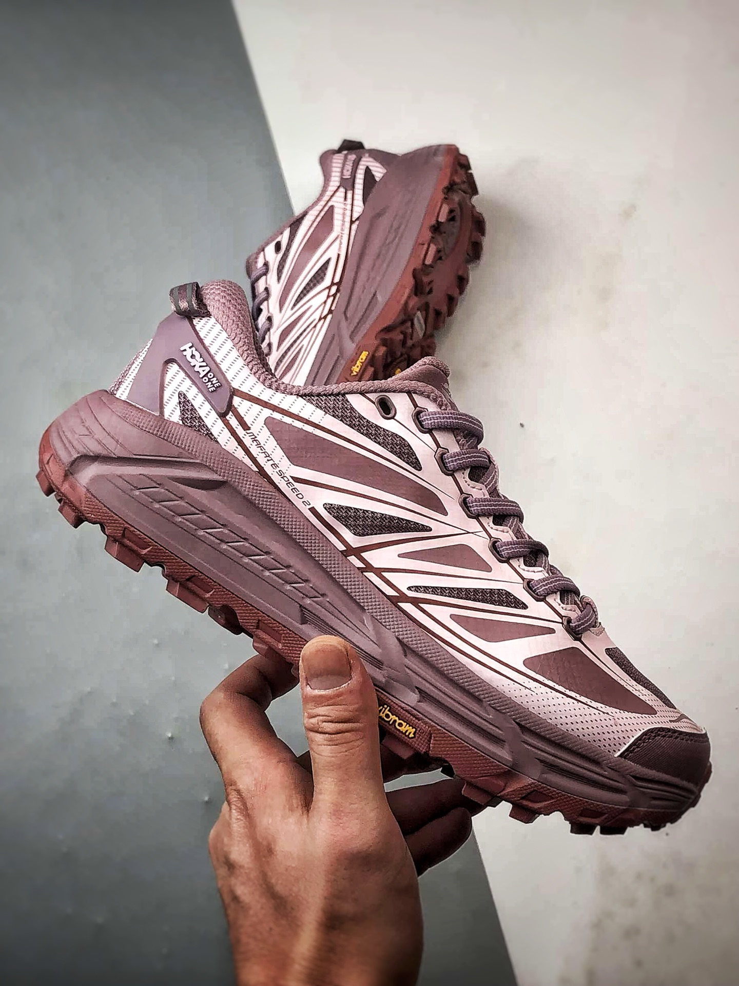 200 Hoka One One Mafate Speed 2 紫粉 玛法特低帮厚底轻量户外运动鞋 1126851-CVC