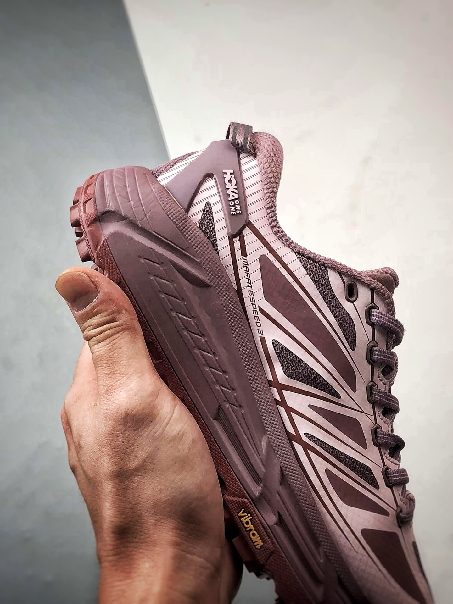 200 Hoka One One Mafate Speed 2 紫粉 玛法特低帮厚底轻量户外运动鞋 1126851-CVC