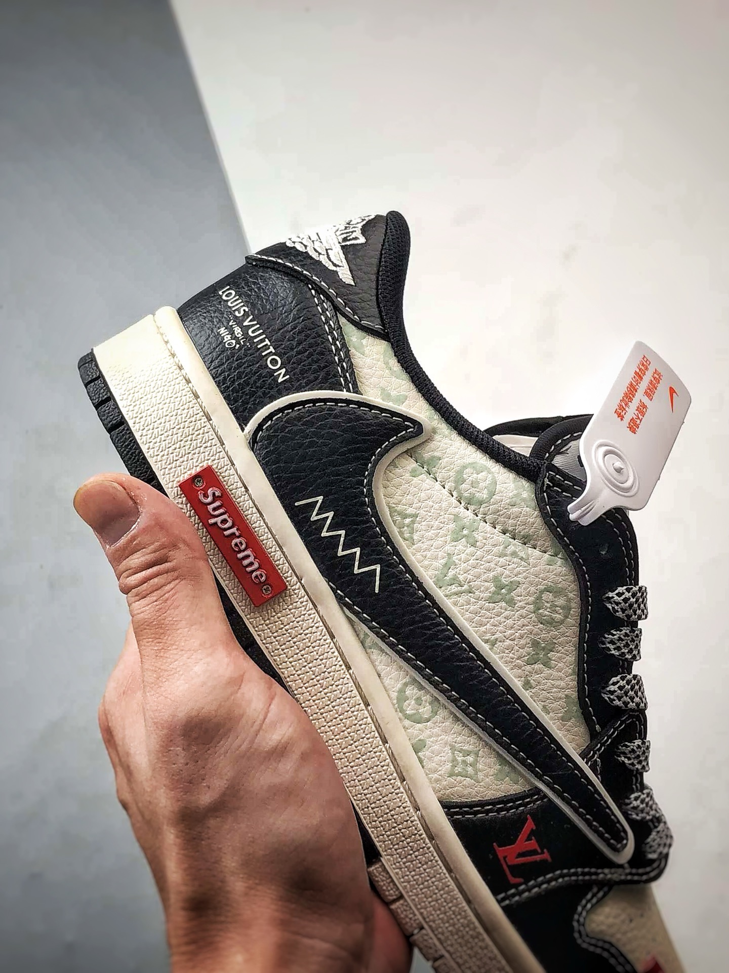 Air Jordan 1 Low ”高端定制” LV印花米白黑倒钩 CX5050-Y31