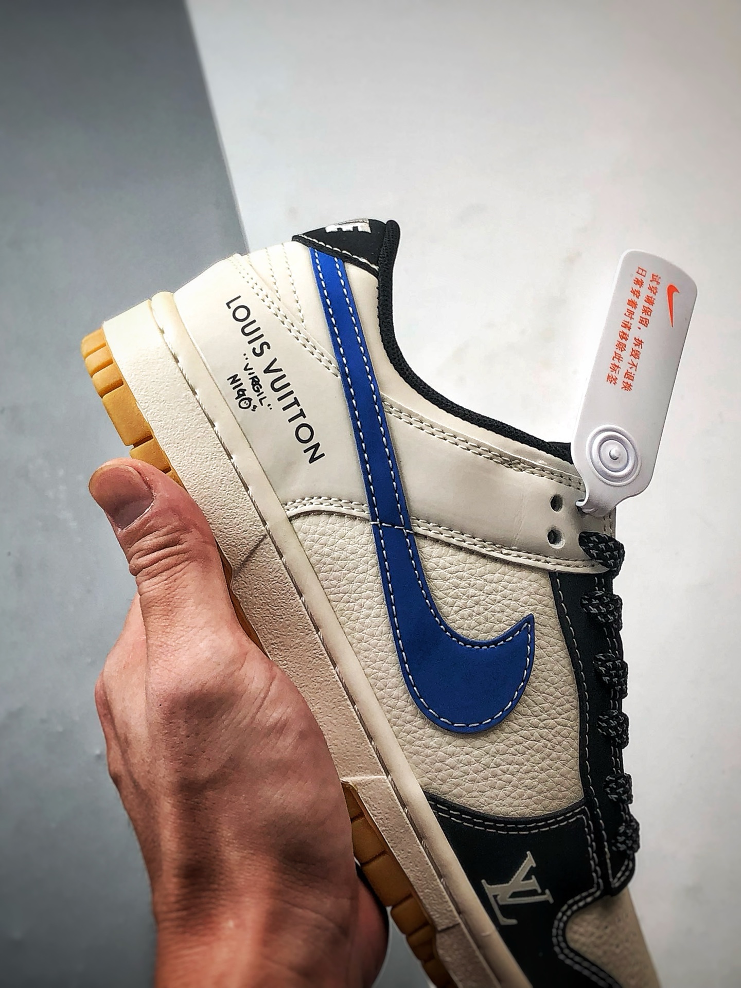 NK Dunk Low Retro ”DIY高端定制” LV黑白蓝钩 低帮休闲运动板鞋 JP1648-003