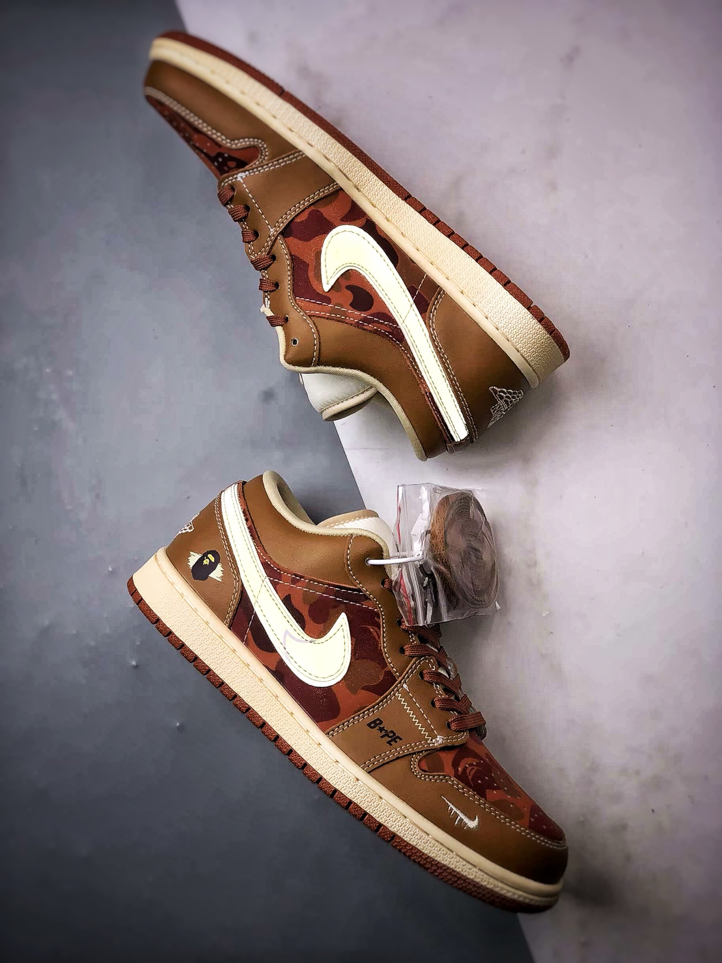 Air Jordan 1 Low ”高端定制” Bape棕黄橙迷彩 QG1988-014