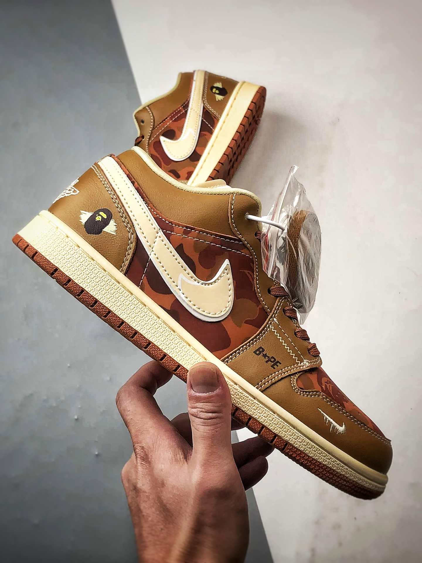 Air Jordan 1 Low ”高端定制” Bape棕黄橙迷彩 QG1988-014