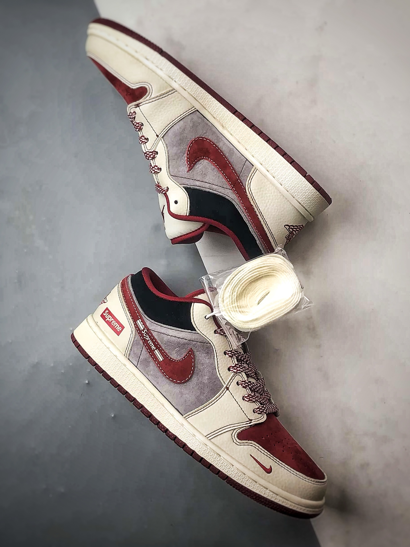 Air Jordan 1 Low ”高端定制” Sup米灰酒红 LD8888-007