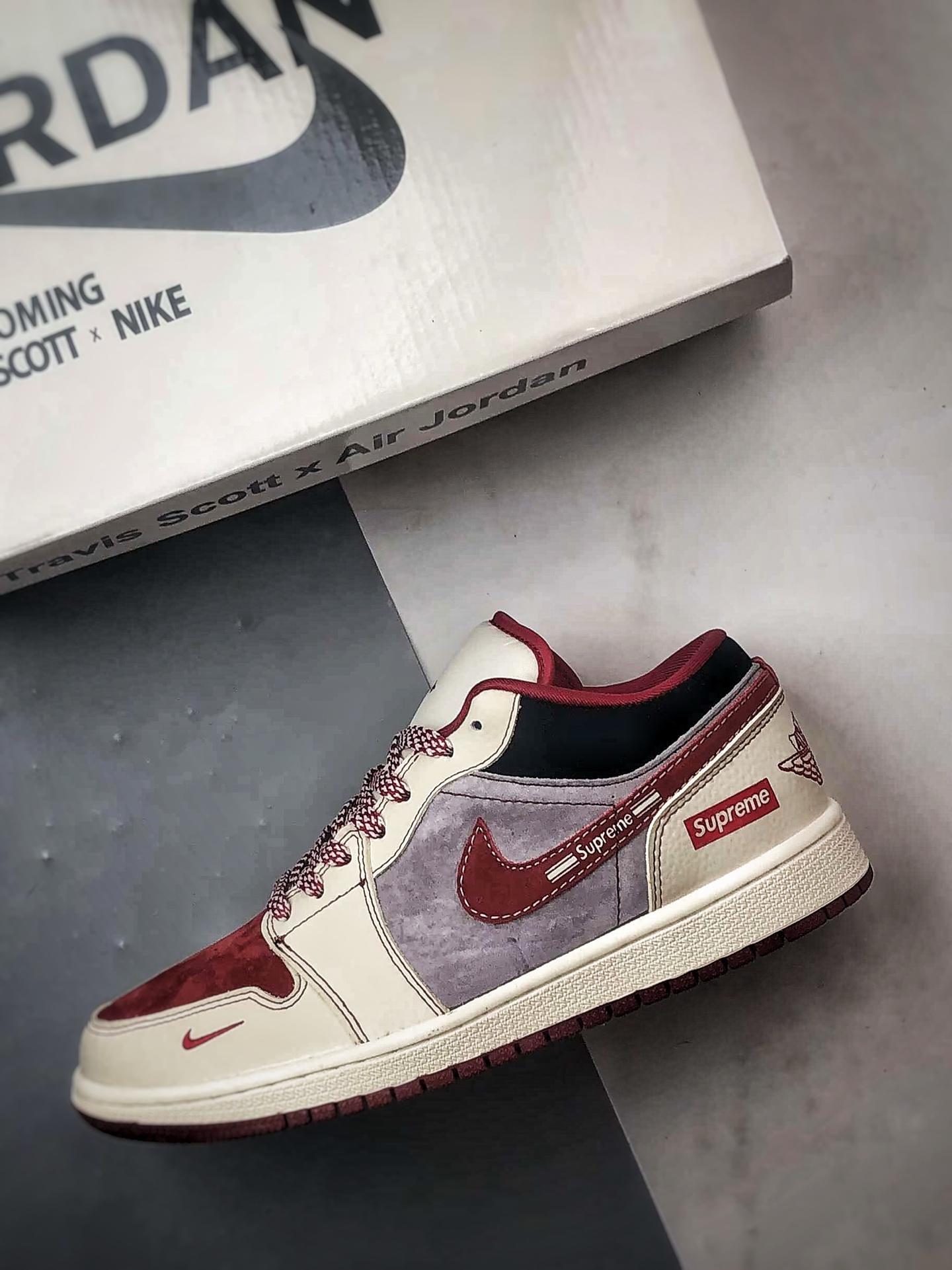 Air Jordan 1 Low ”高端定制” Sup米灰酒红 LD8888-007