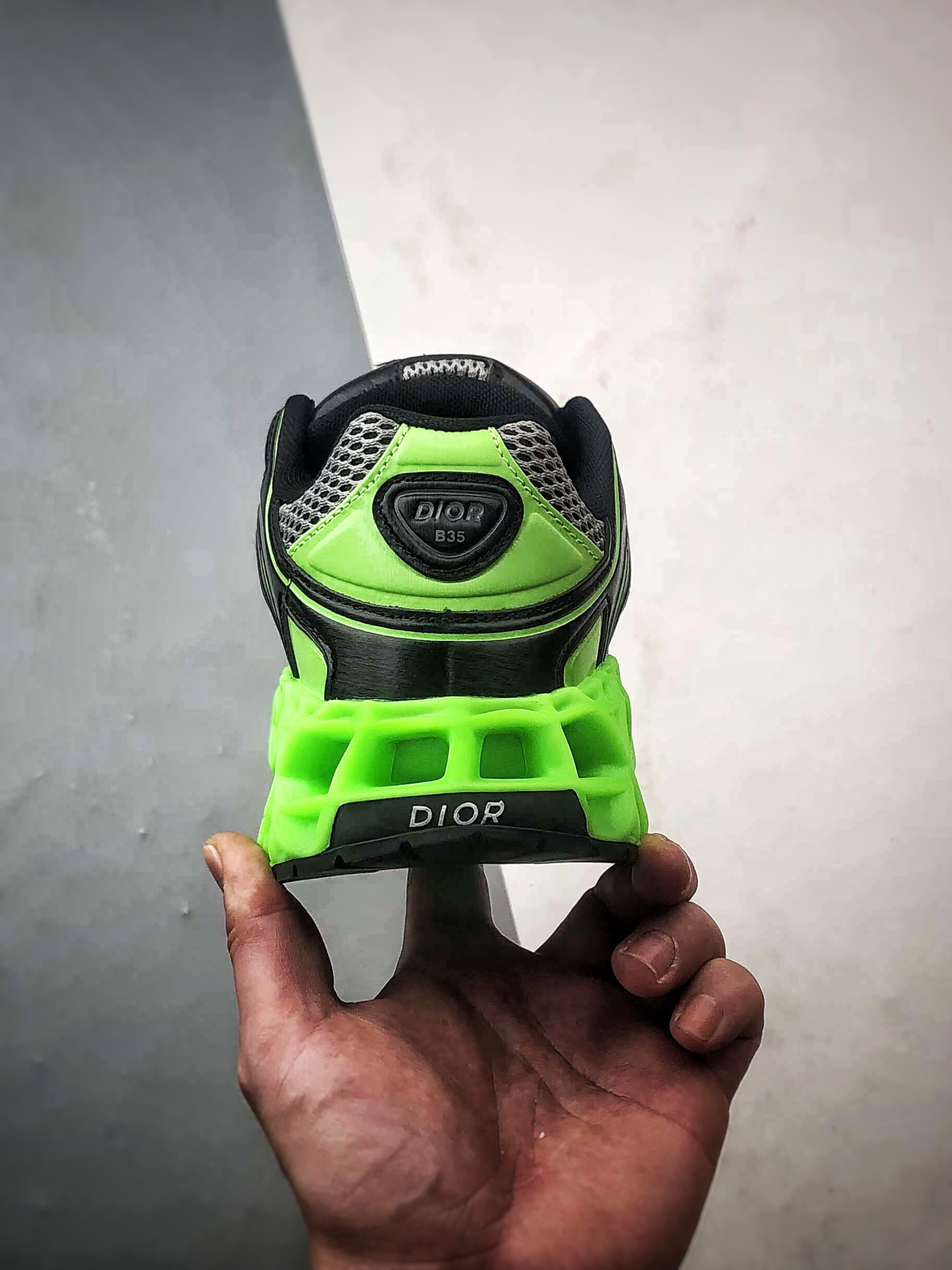 420 广东纯原大厂出品 顶级版本 Dior B35 NXXT Sneakers 黑绿 B35胶囊系列镂空厚底藤格纹运动老爹鞋