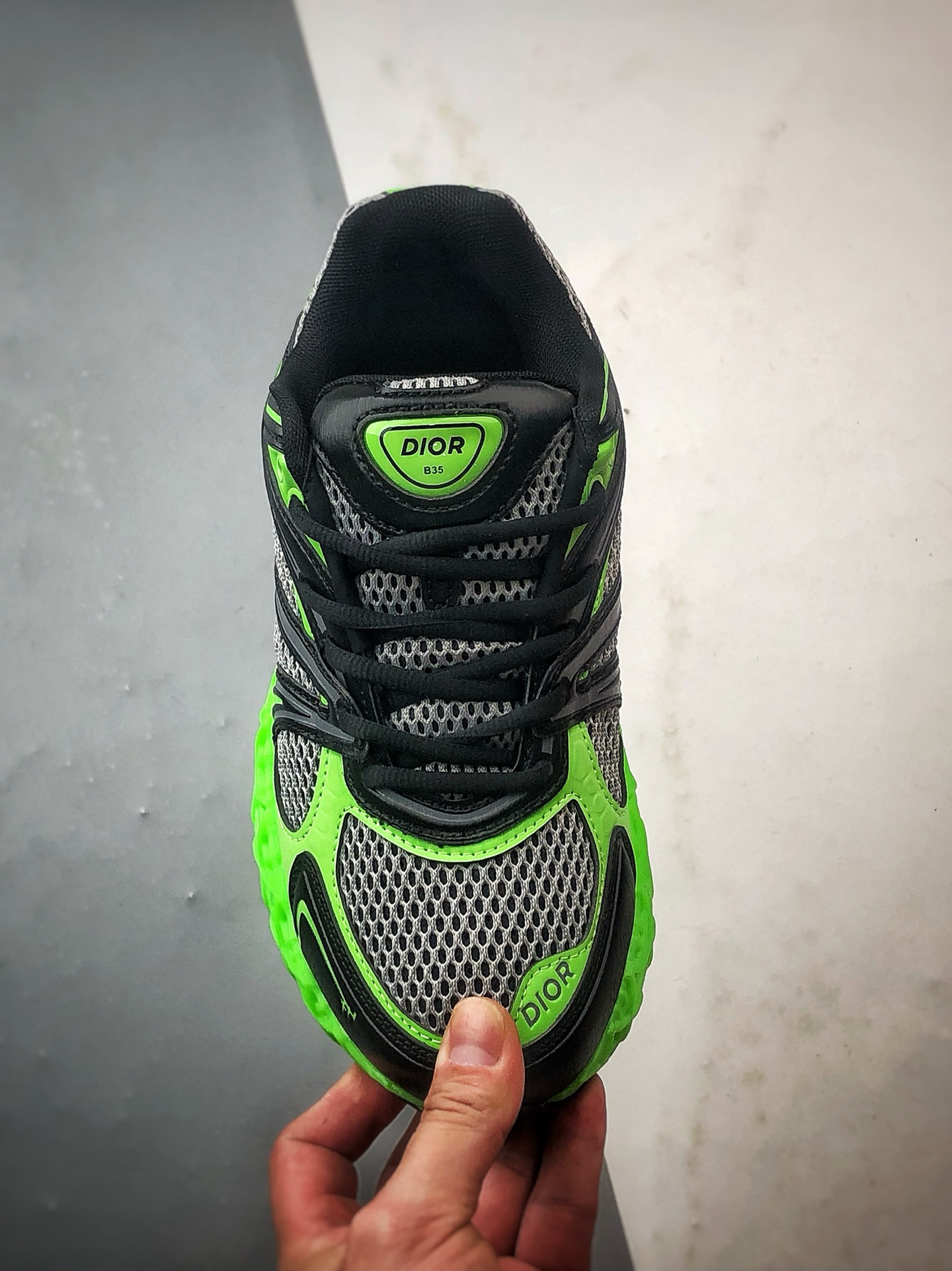 420 广东纯原大厂出品 顶级版本 Dior B35 NXXT Sneakers 黑绿 B35胶囊系列镂空厚底藤格纹运动老爹鞋