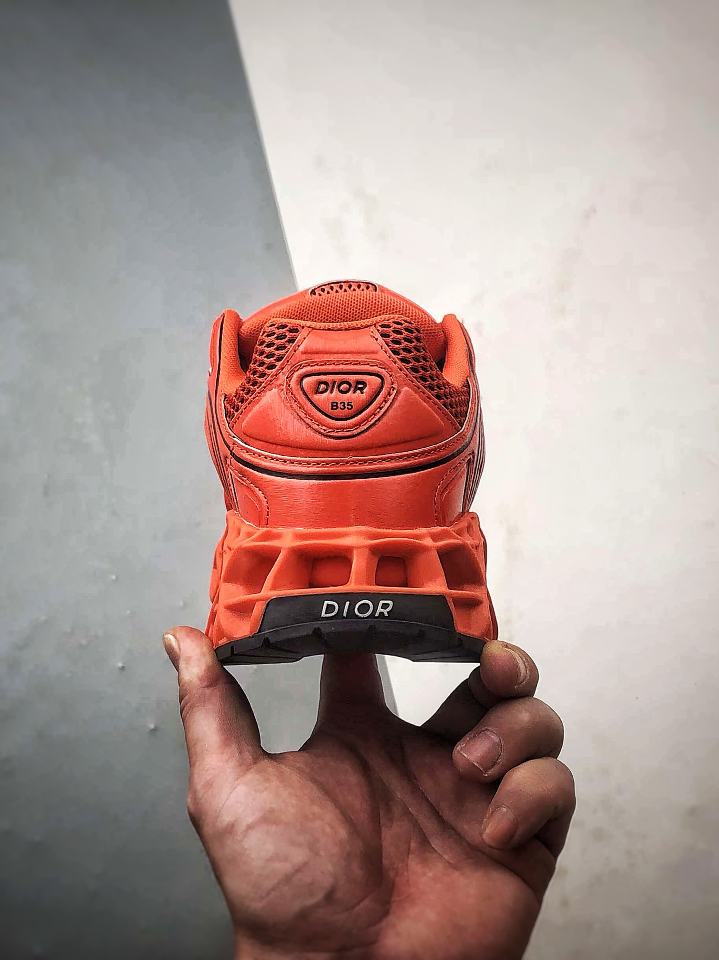 420 广东纯原大厂出品 顶级版本 Dior B35 NXXT Sneakers 橙色 B35胶囊系列镂空厚底藤格纹运动老爹鞋