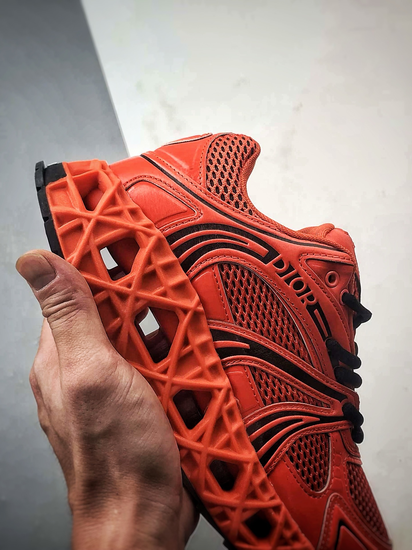 420 广东纯原大厂出品 顶级版本 Dior B35 NXXT Sneakers 橙色 B35胶囊系列镂空厚底藤格纹运动老爹鞋