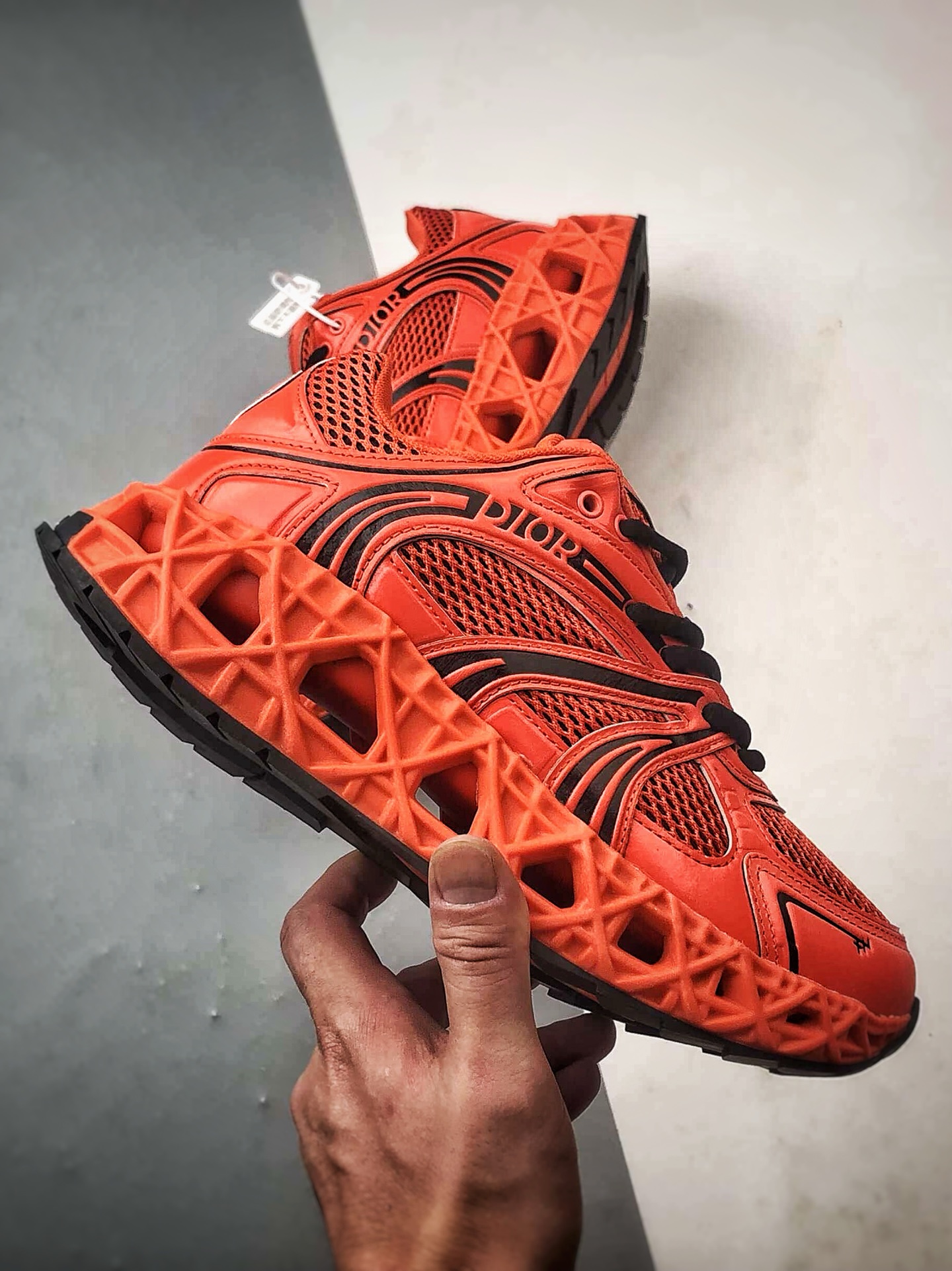 420 广东纯原大厂出品 顶级版本 Dior B35 NXXT Sneakers 橙色 B35胶囊系列镂空厚底藤格纹运动老爹鞋