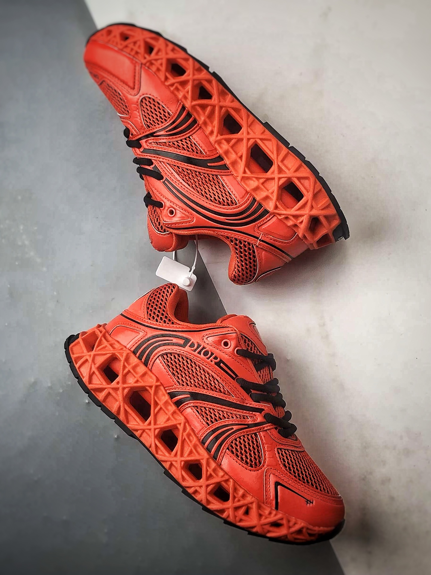 420 广东纯原大厂出品 顶级版本 Dior B35 NXXT Sneakers 橙色 B35胶囊系列镂空厚底藤格纹运动老爹鞋