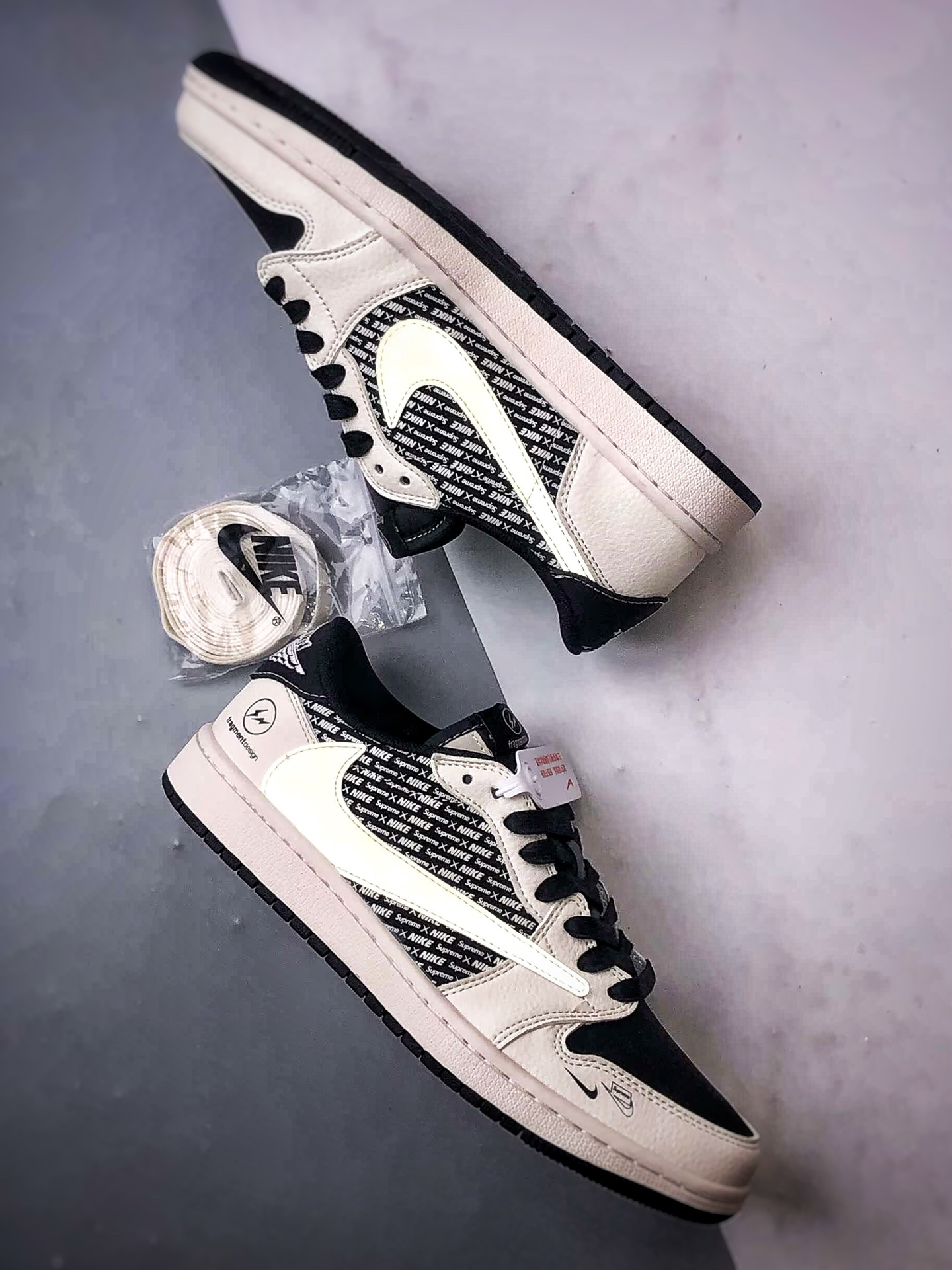 Air Jordan 1 Low ”高端定制” 藤原浩印字黑白倒钩 XD0798-311