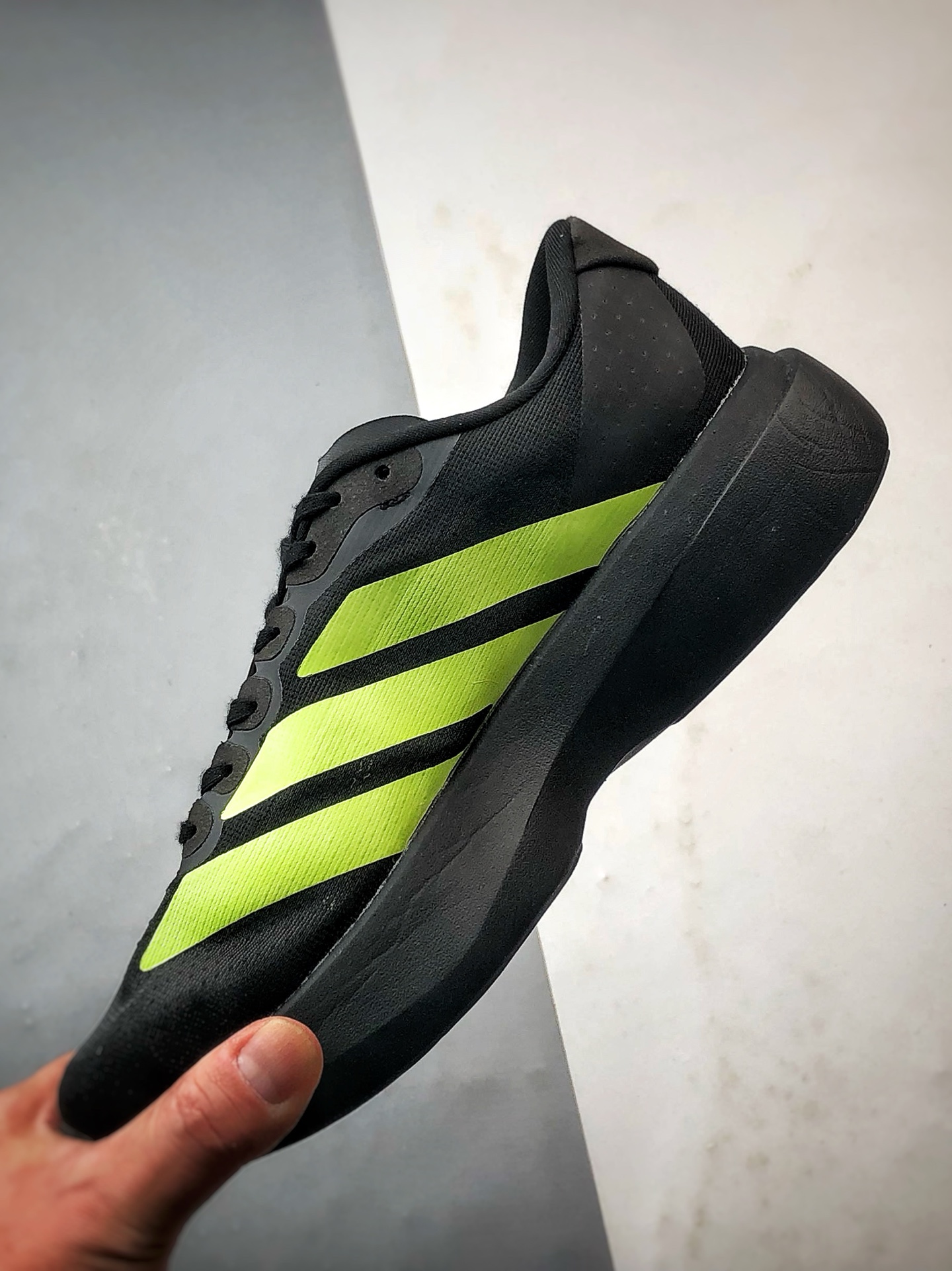 AD Adizero Evo SL 黑绿 零度系列马拉松轻量竞速运动跑鞋 JR3420