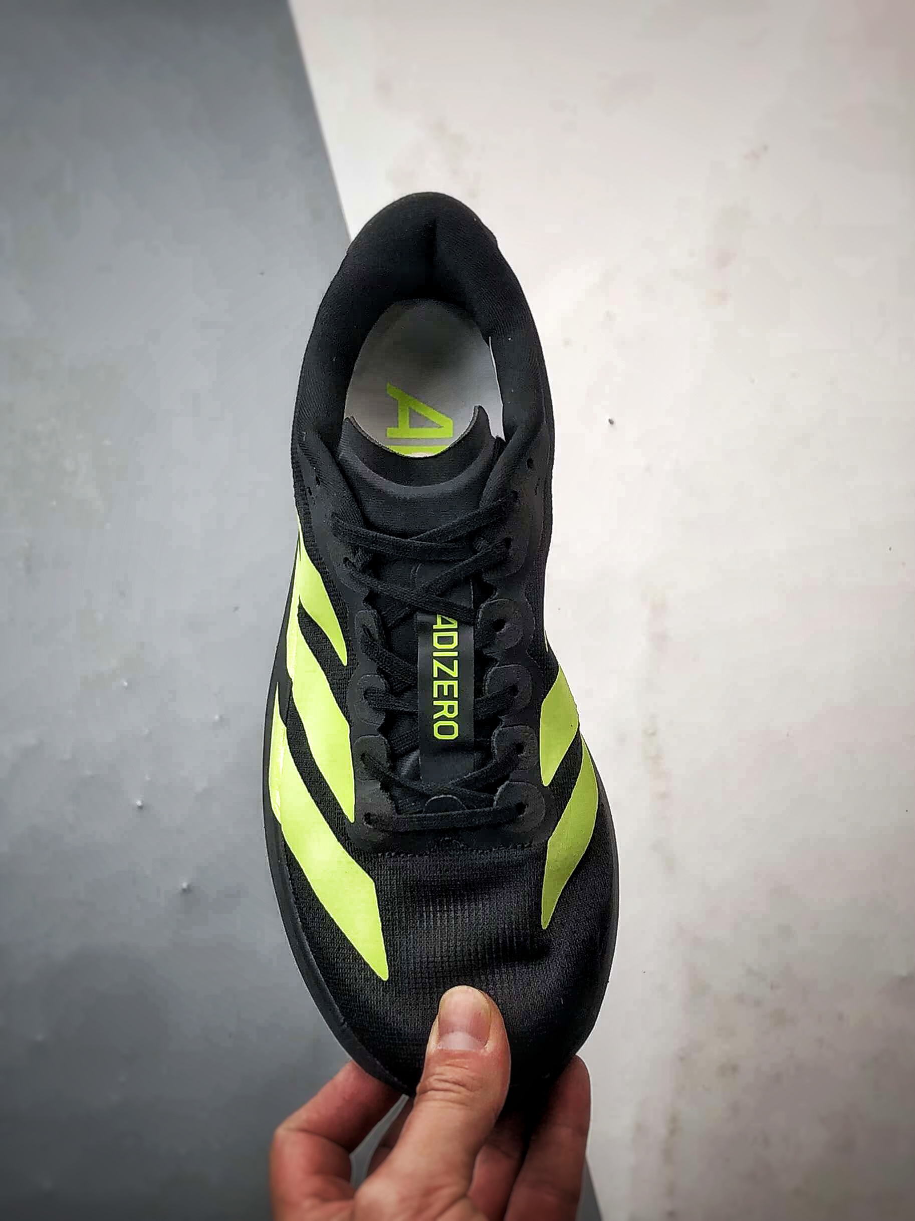 AD Adizero Evo SL 黑绿 零度系列马拉松轻量竞速运动跑鞋 JR3420