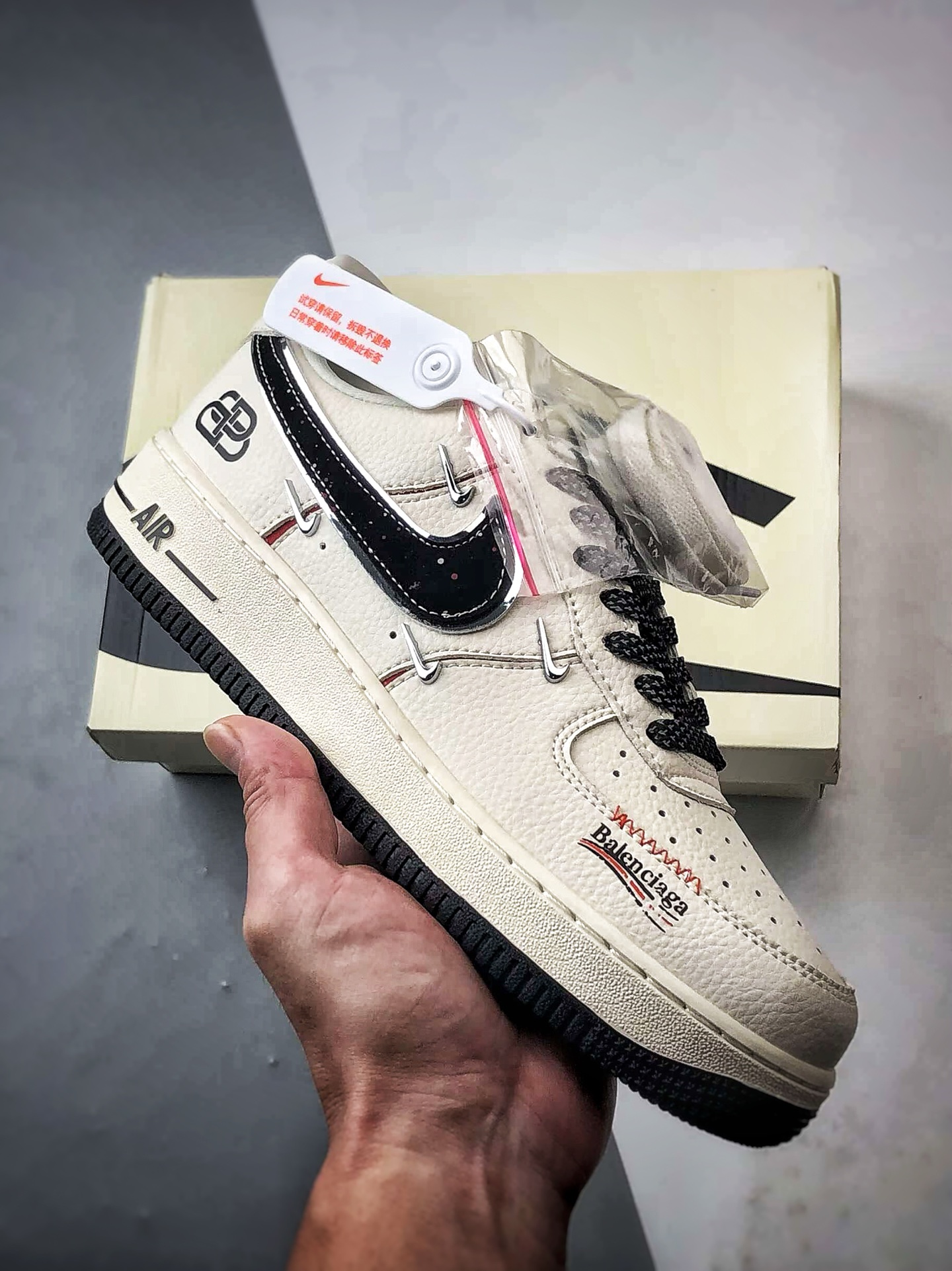 Blcg x Air Force 1 Low 米白黑四小钩 DD1928-309