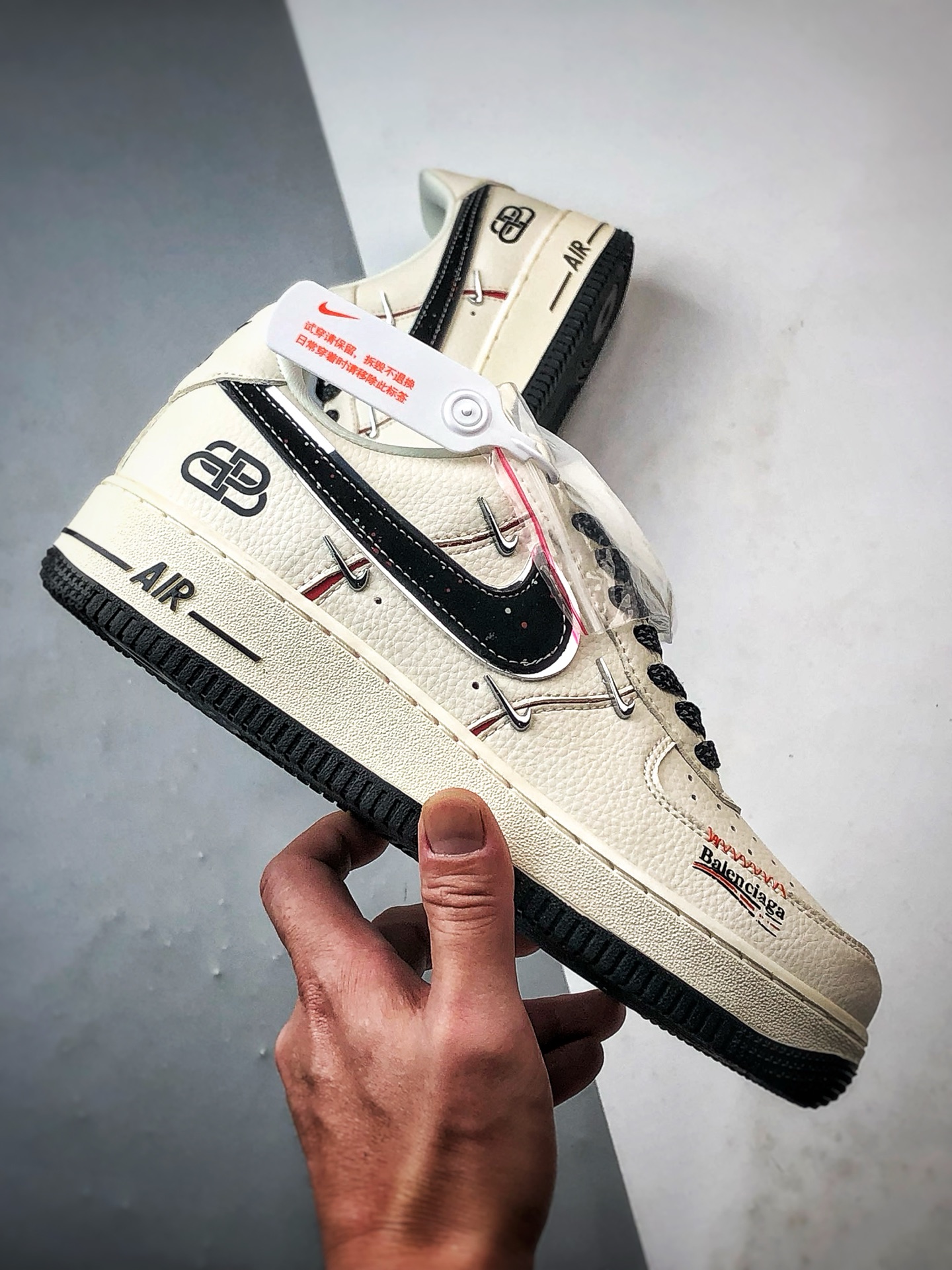 Blcg x Air Force 1 Low 米白黑四小钩 DD1928-309