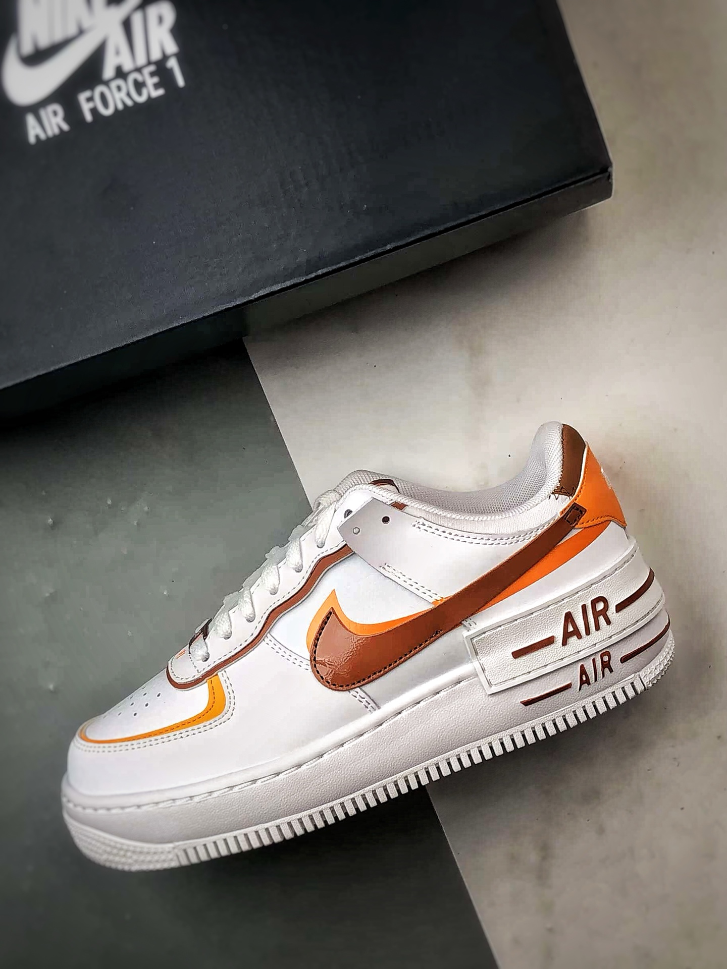 Air Force 1 Shadow 白棕橙 轻量增高低帮百搭板鞋马卡龙 橡胶外圈底鞋底 CI0919-124 Air Force 1 Shadow 白棕橙 轻量增高低帮百搭板鞋马卡龙 橡胶外圈底鞋底 CI0919-124